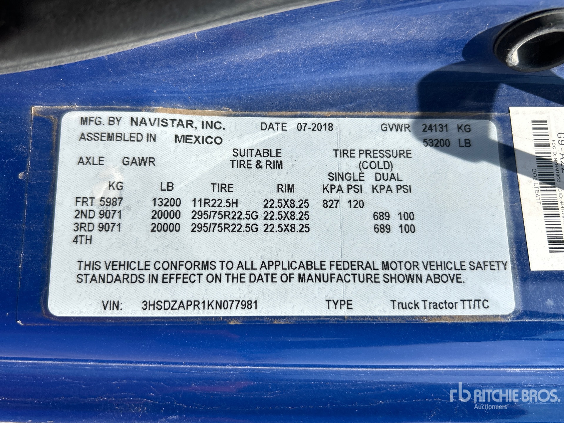 General Appearance with Serial Number / VIN