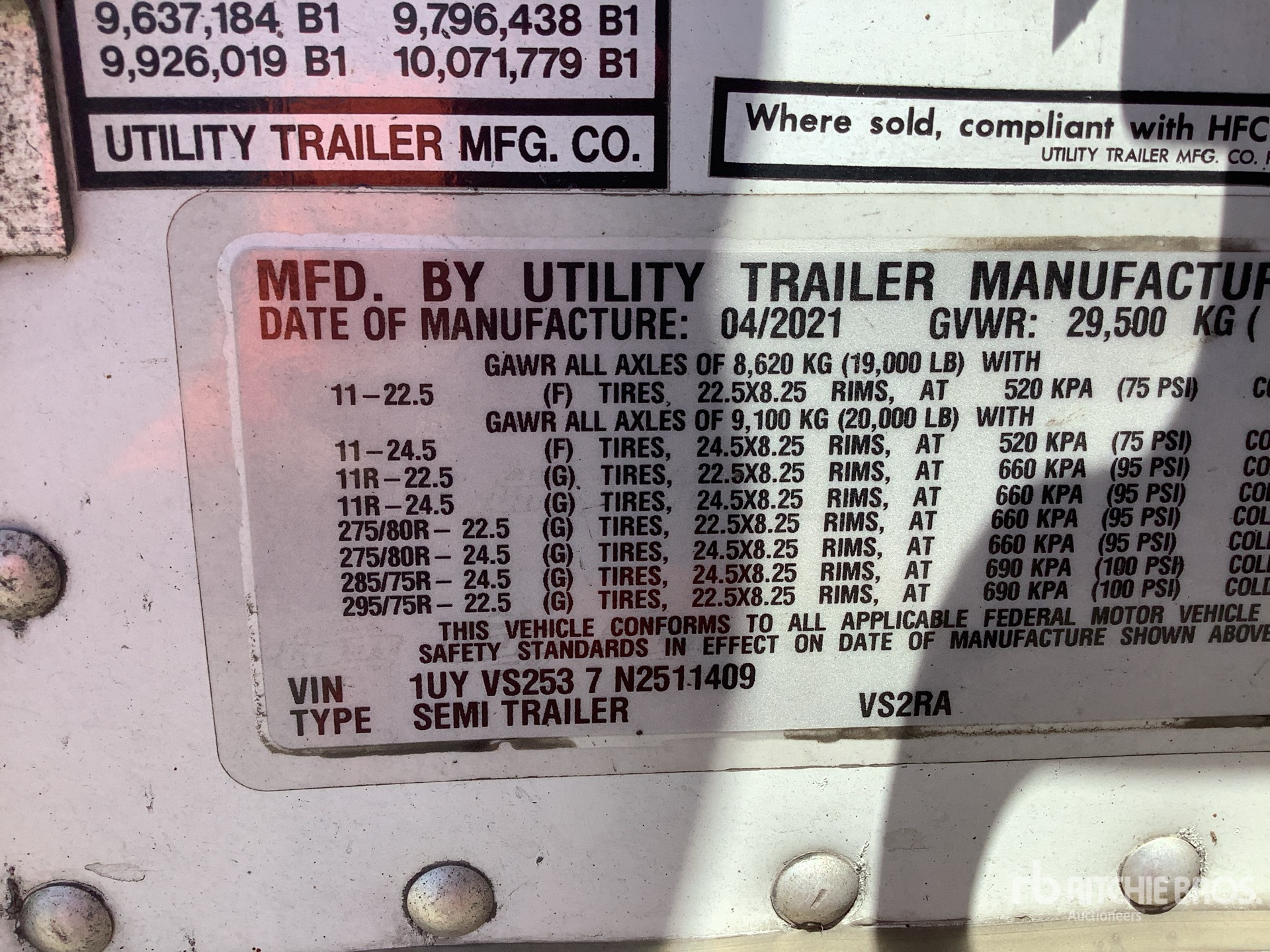 General Appearance with Serial Number / VIN