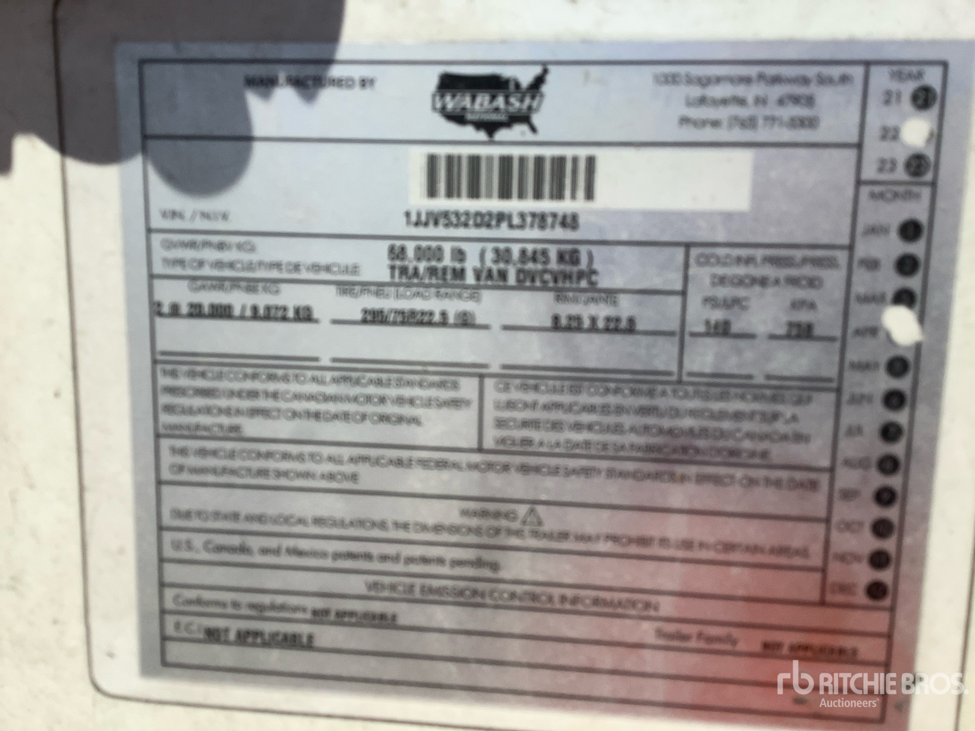 General Appearance with Serial Number / VIN