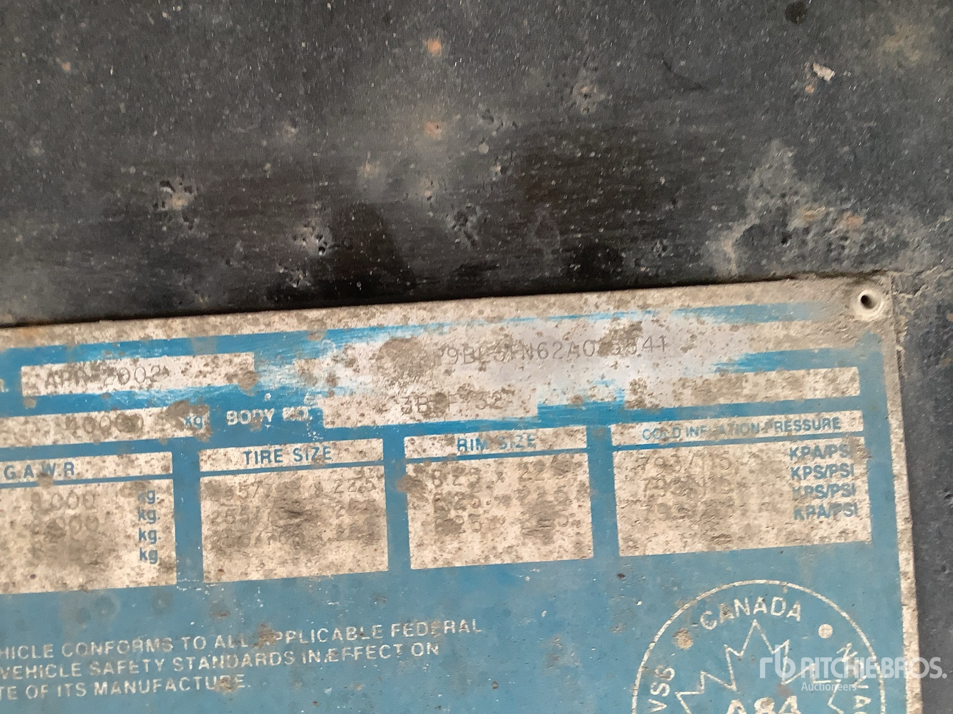 General Appearance with Serial Number / VIN