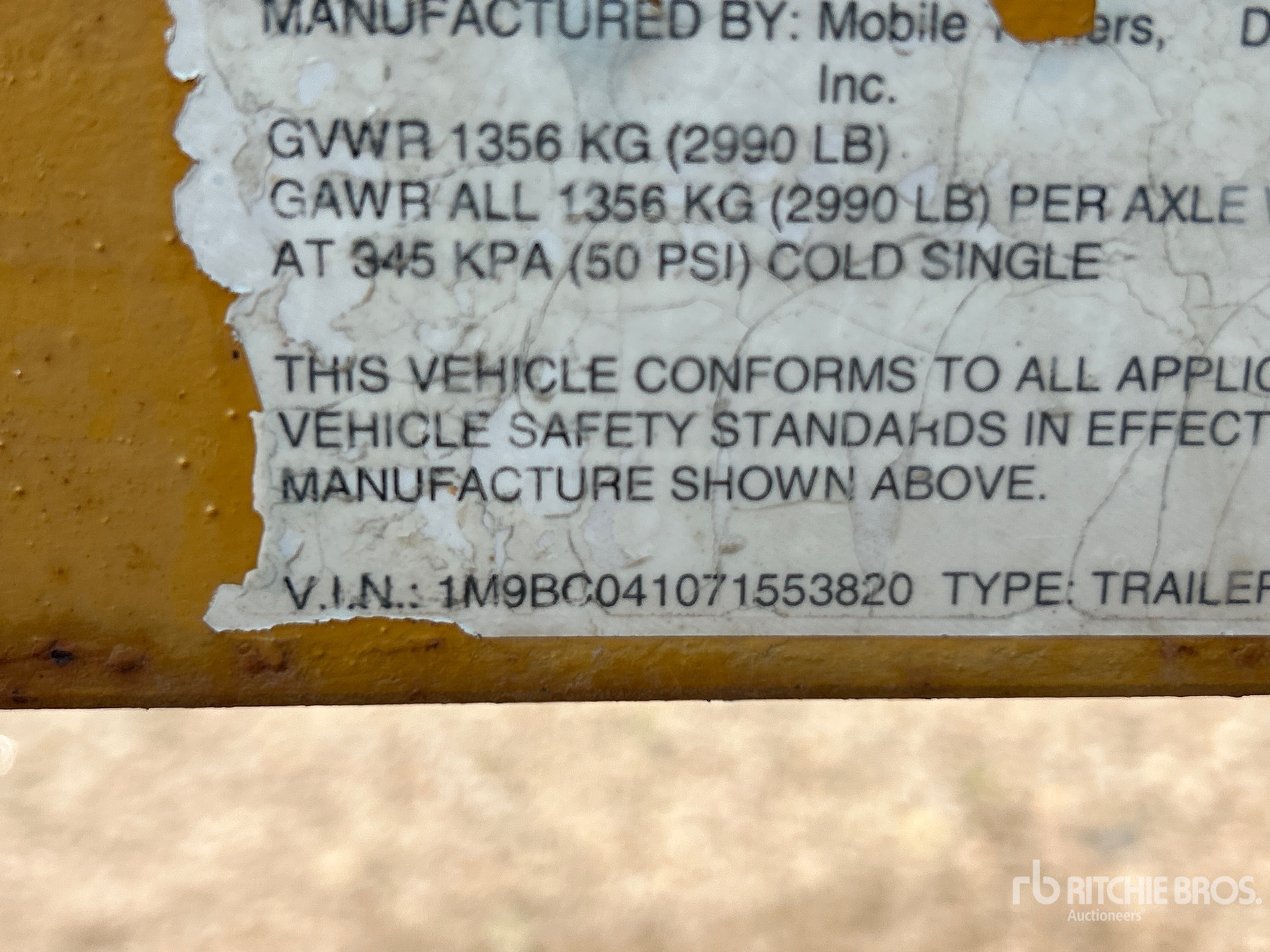 General Appearance with Serial Number / VIN