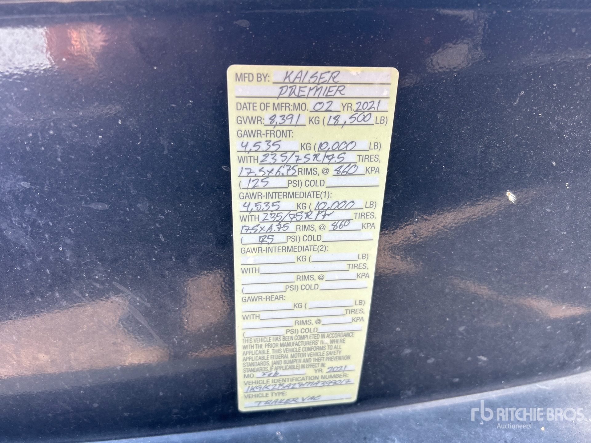 General Appearance with Serial Number / VIN