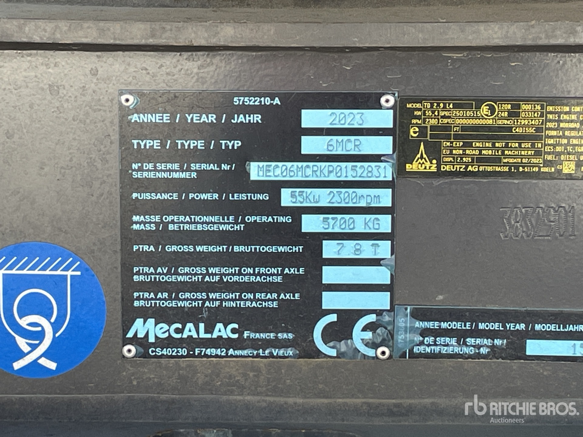 General Appearance with Serial Number / VIN