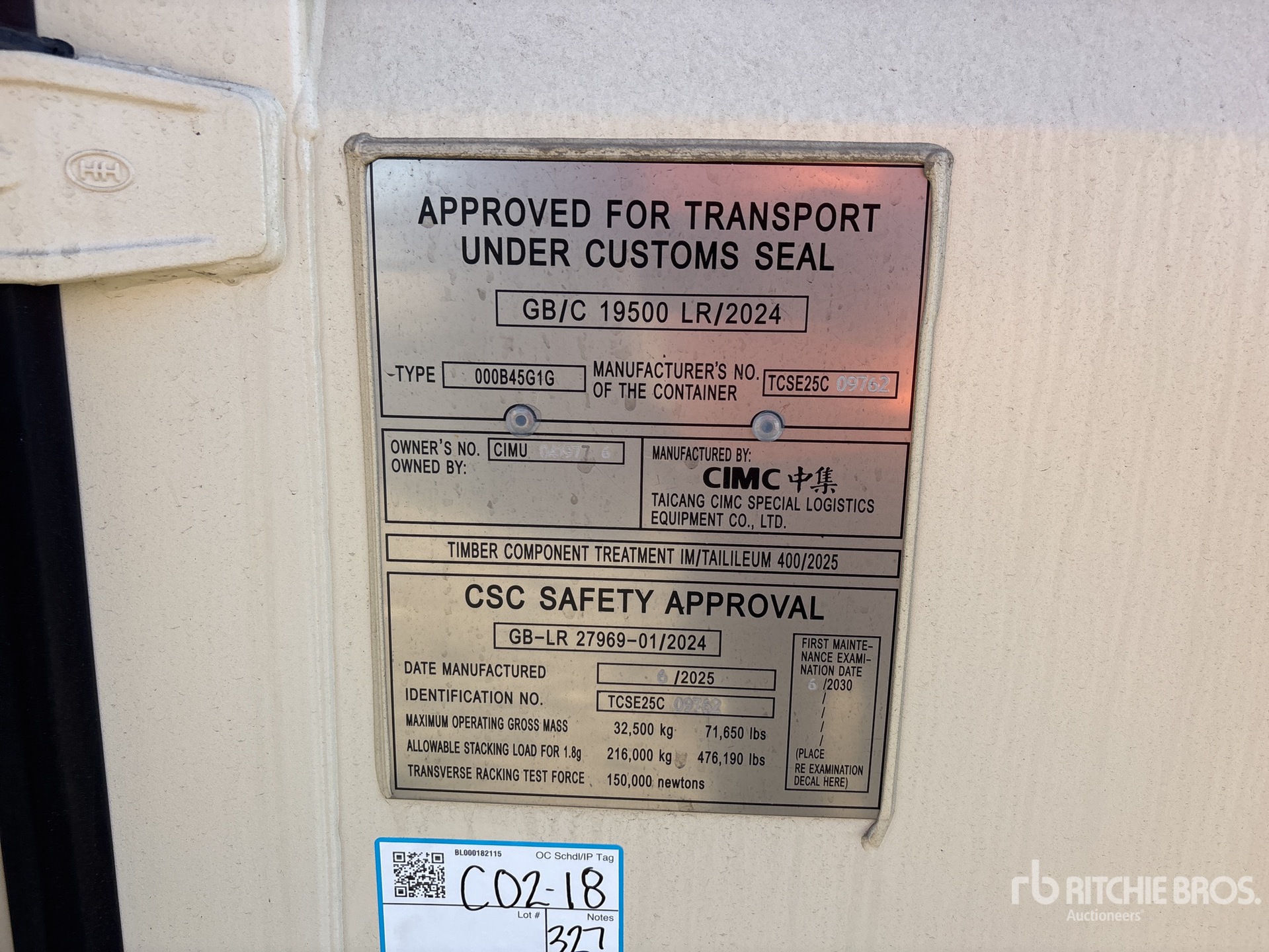 General Appearance with Serial Number / VIN