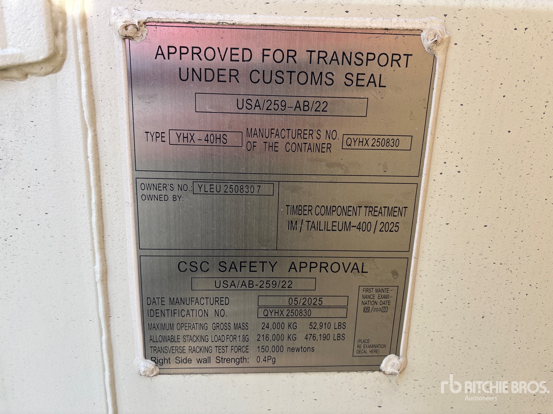General Appearance with Serial Number / VIN