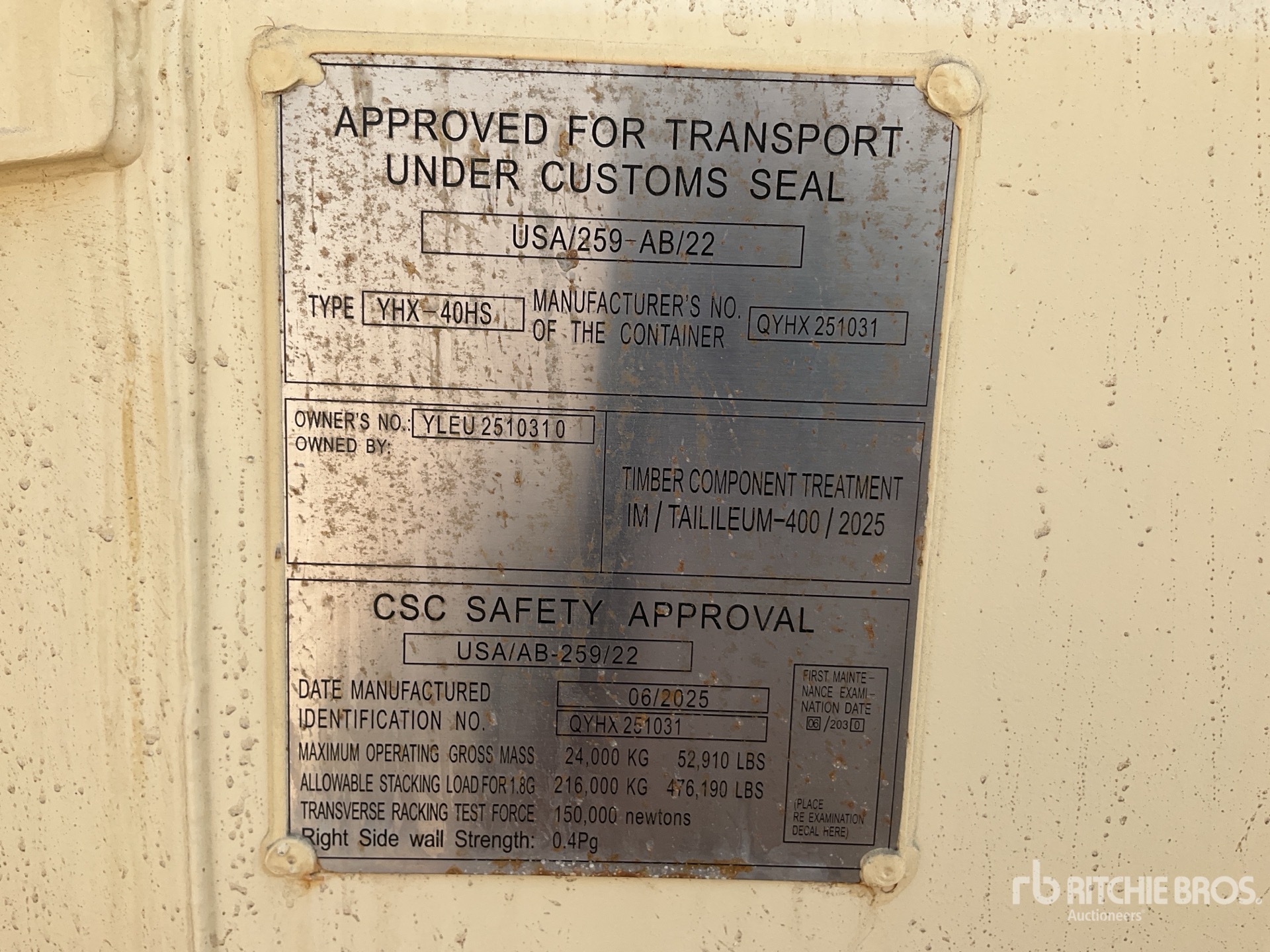 General Appearance with Serial Number / VIN