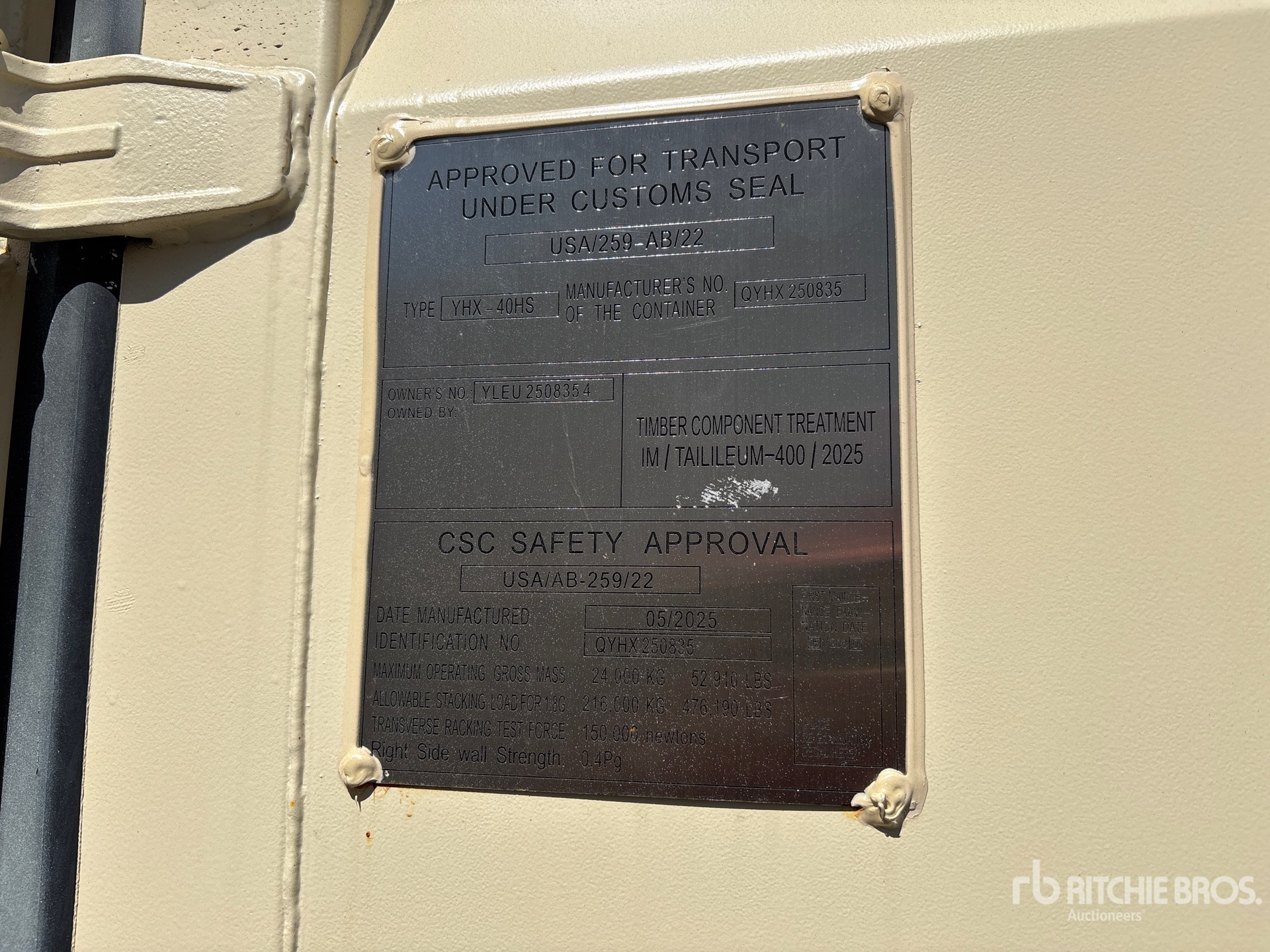 General Appearance with Serial Number / VIN