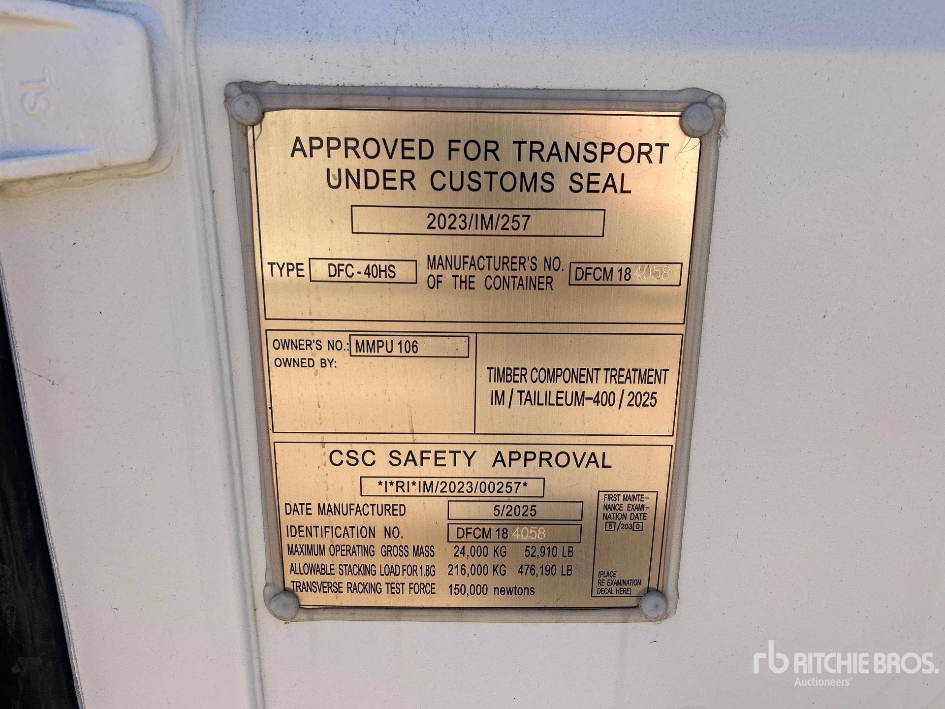General Appearance with Serial Number / VIN
