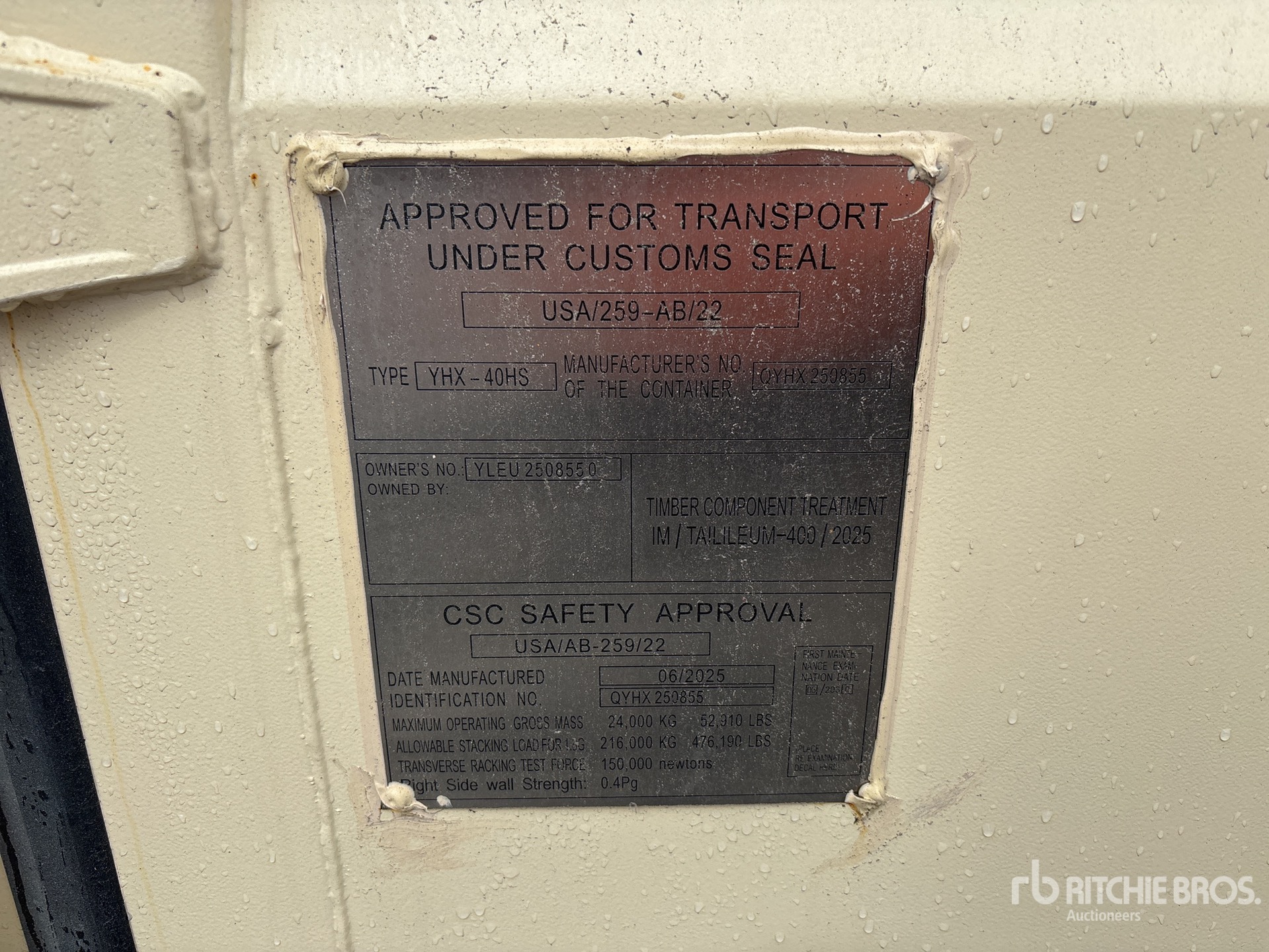 General Appearance with Serial Number / VIN