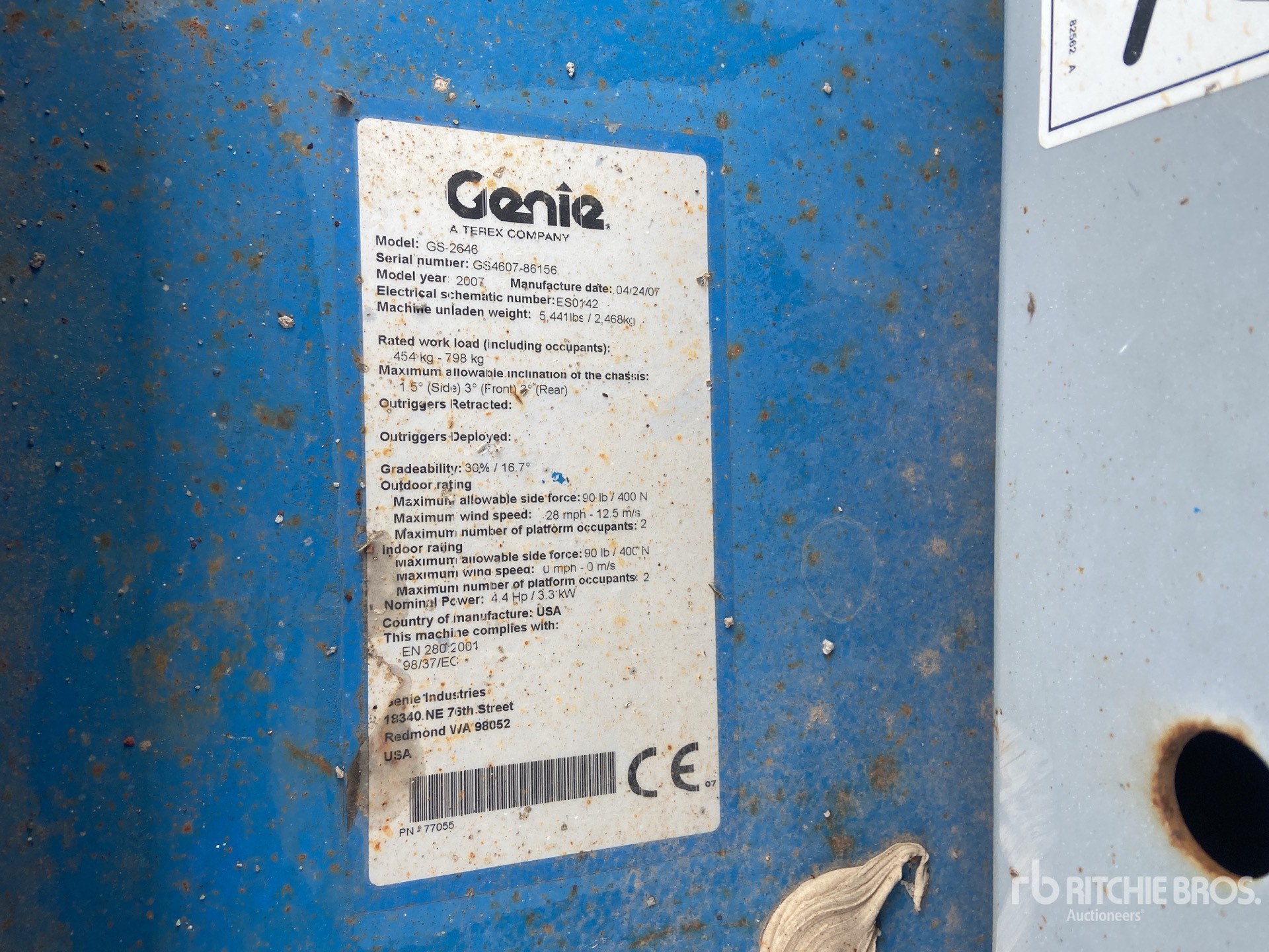 General Appearance with N.º de serie/VIN
