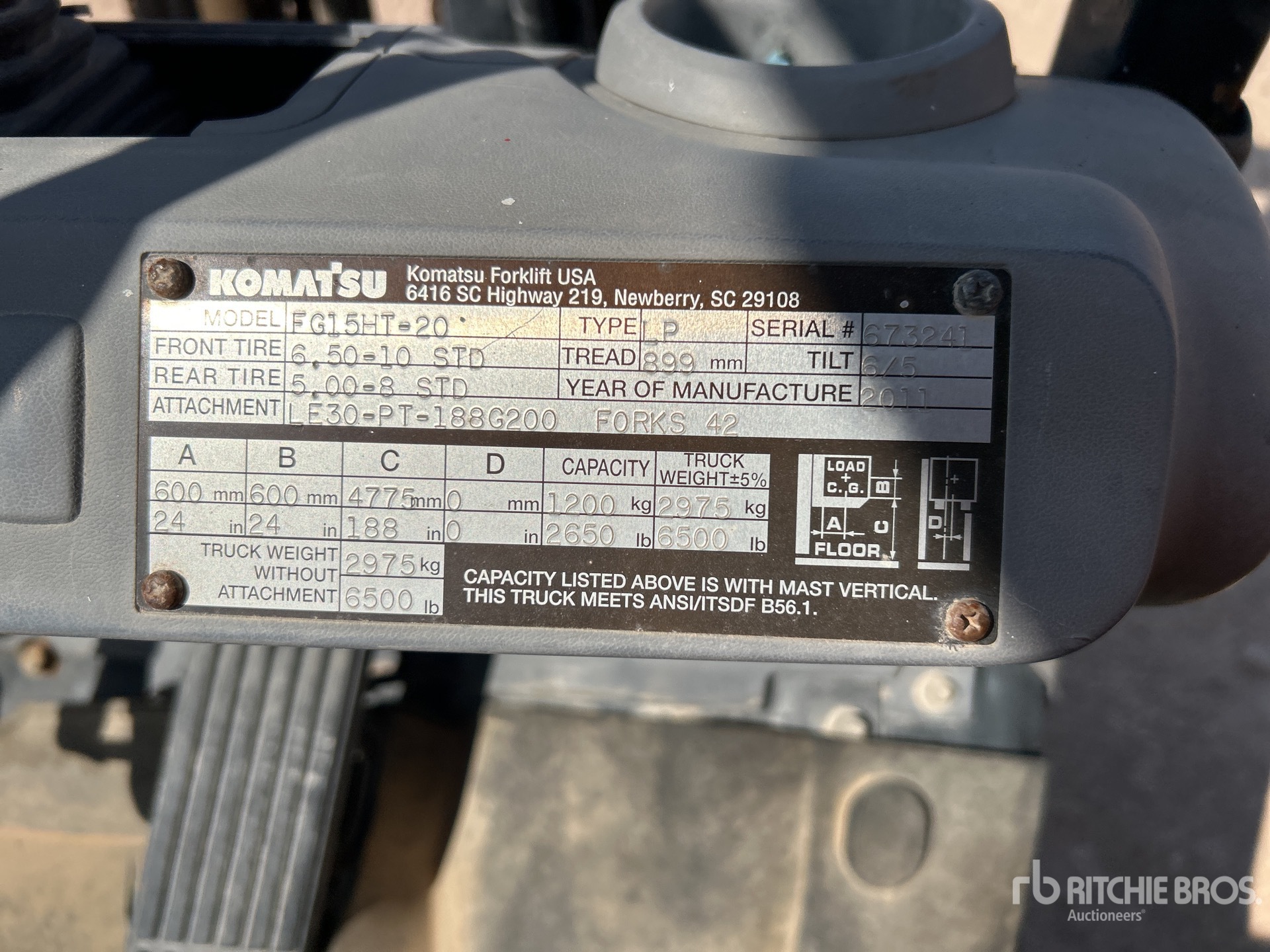 MONTACARGAS 2011 KOMATSU FG15HT20