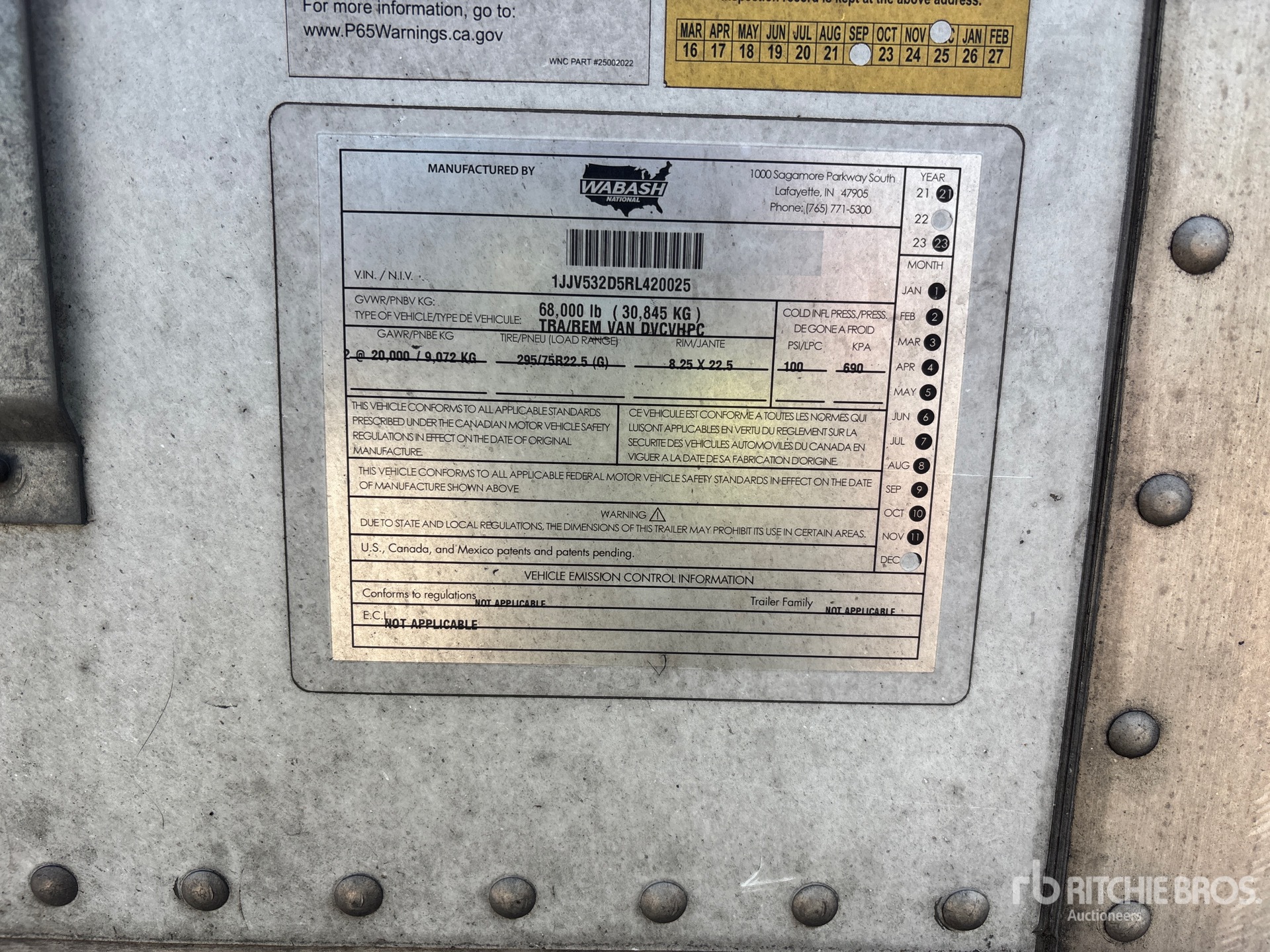 General Appearance with Serial Number / VIN