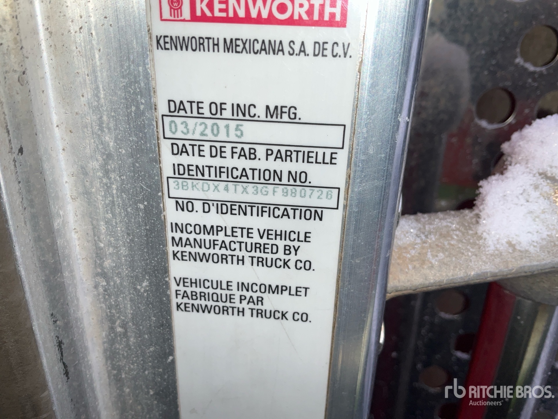 General Appearance with Serial Number / VIN