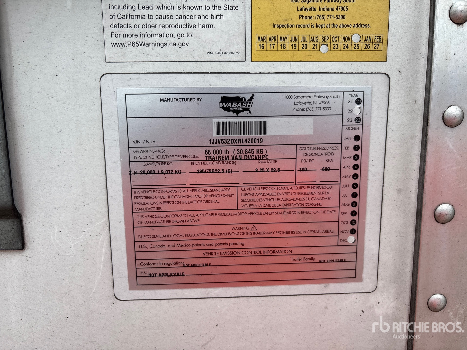 General Appearance with Serial Number / VIN