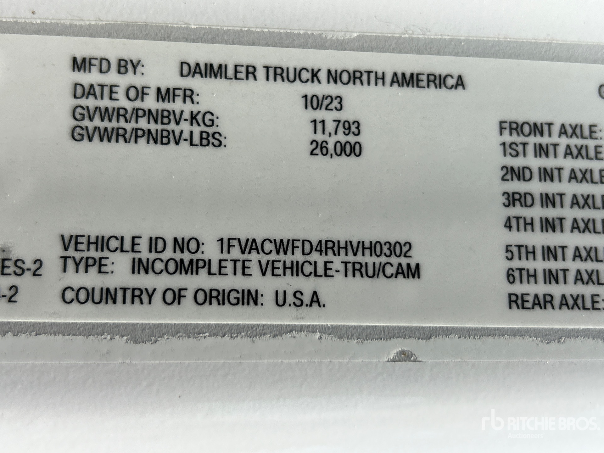 General Appearance with Serial Number / VIN