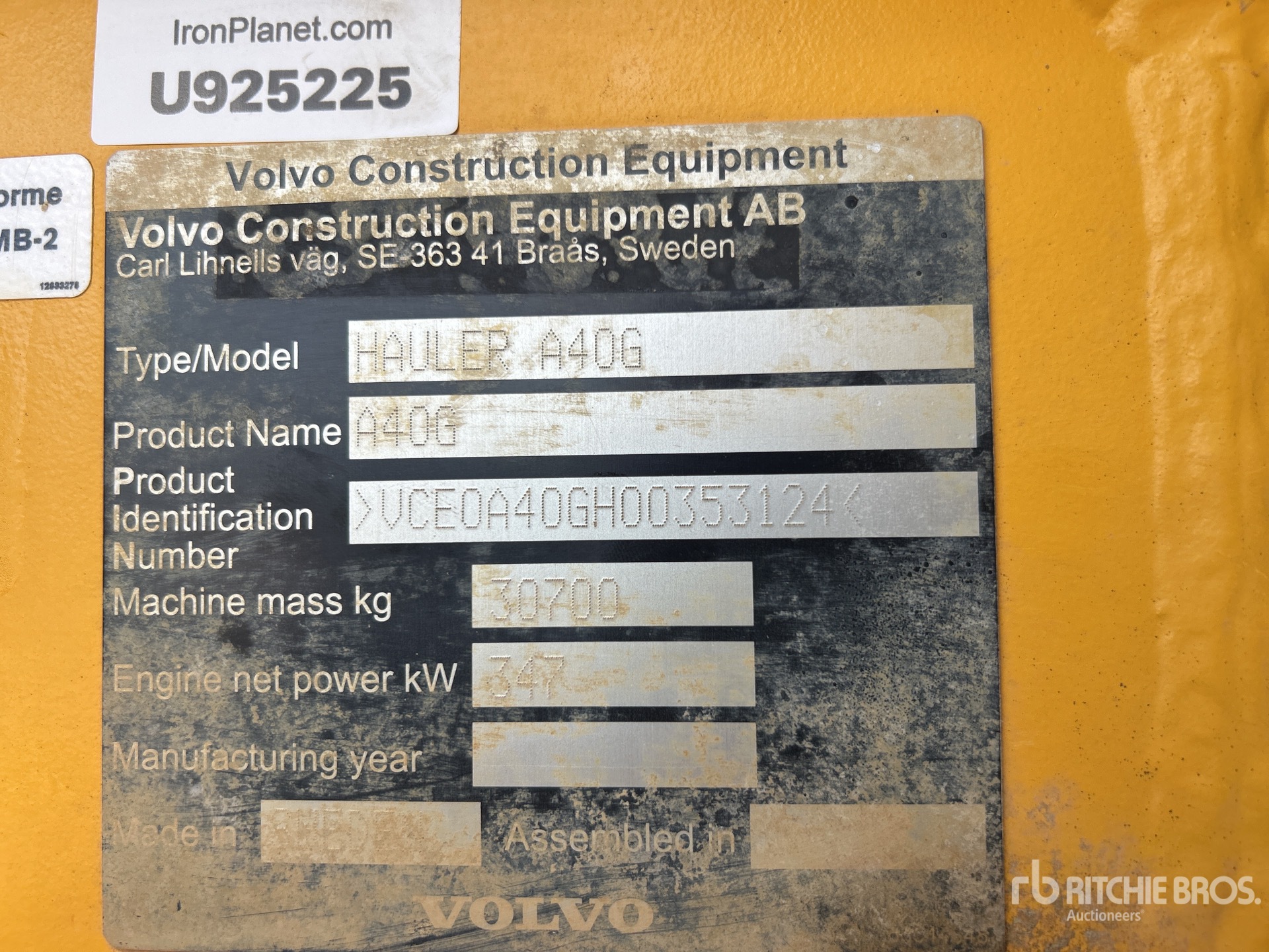 General Appearance with Serial Number / VIN