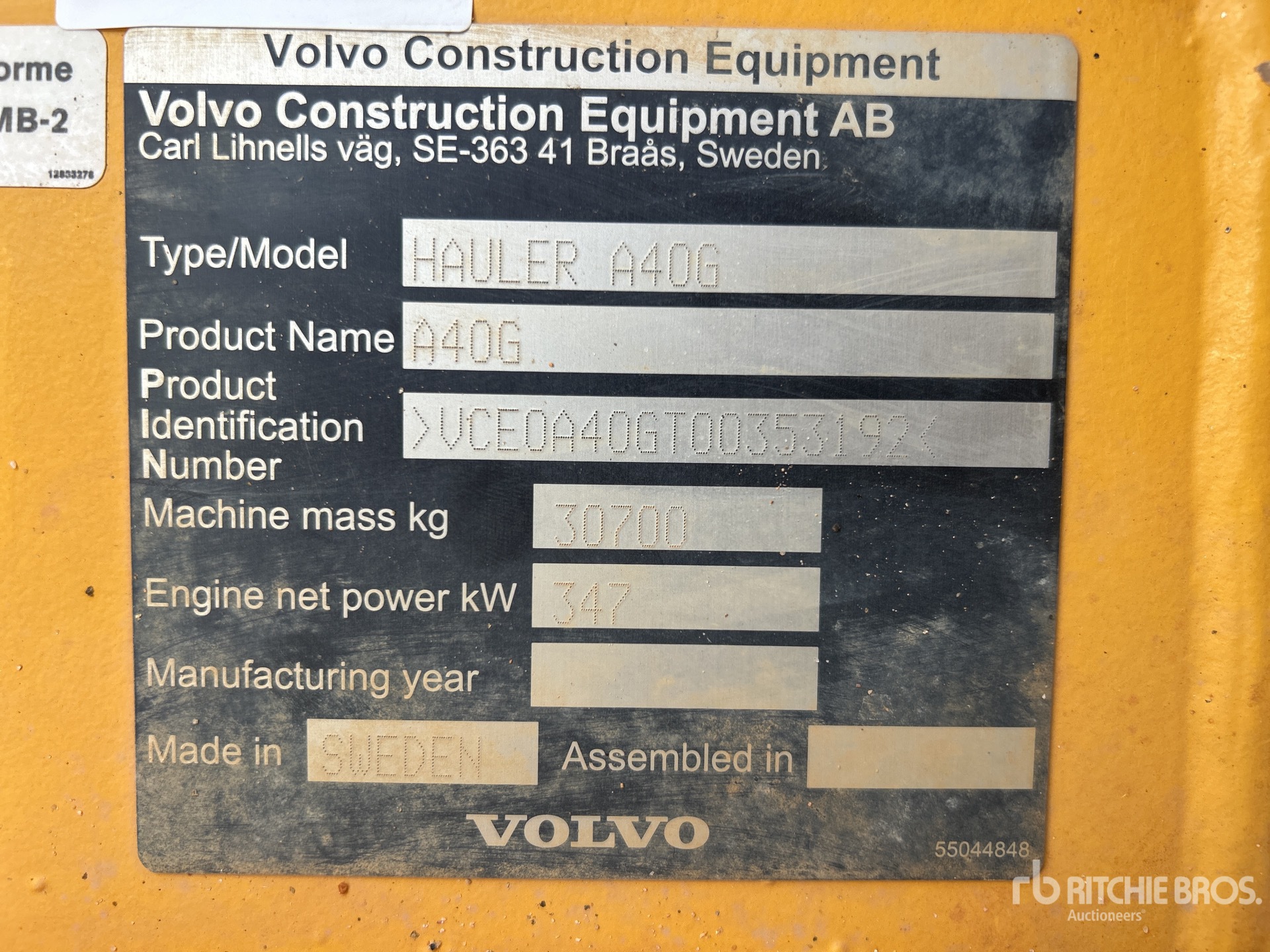 General Appearance with Serial Number / VIN