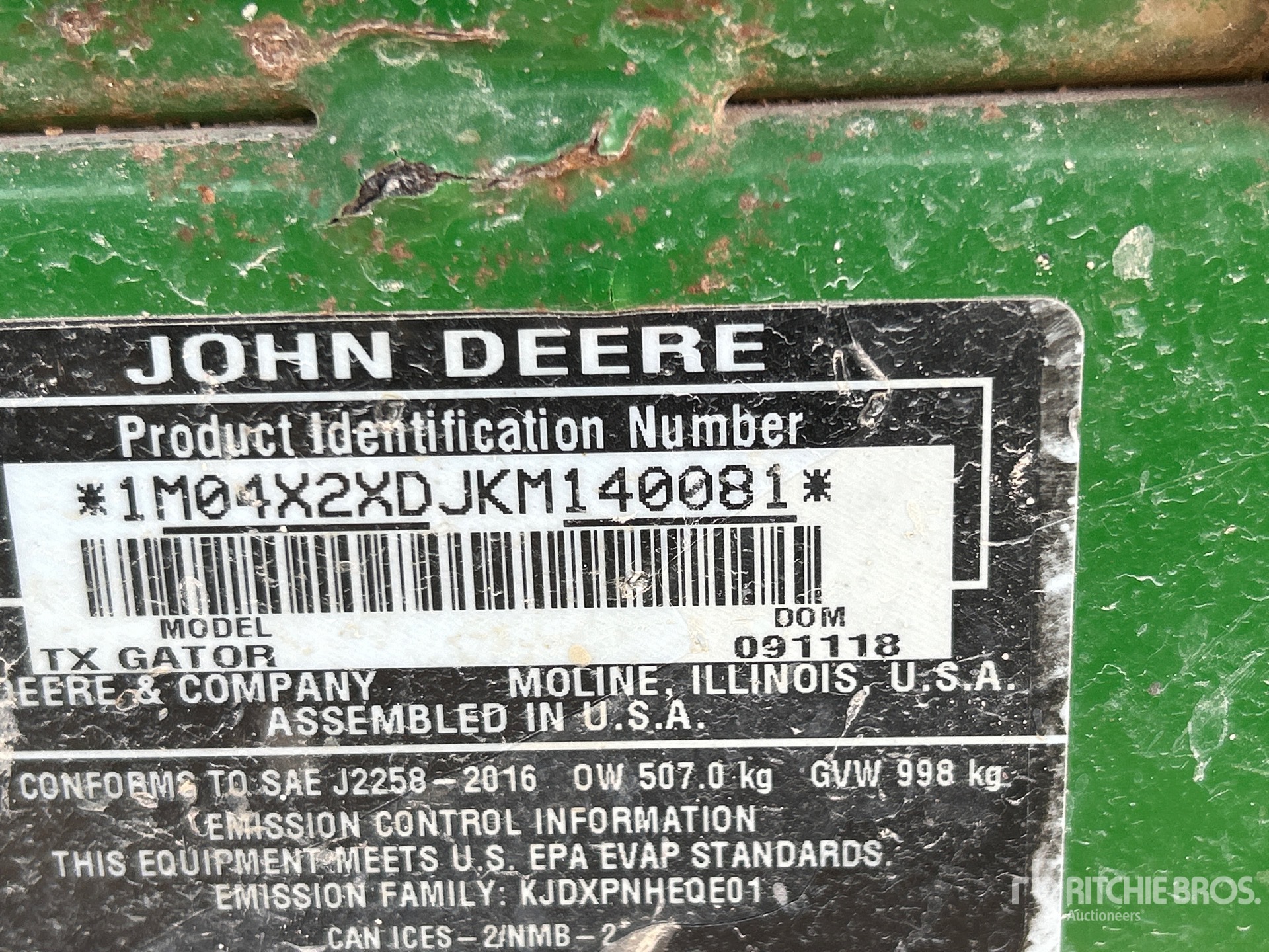 General Appearance with Serial Number / VIN