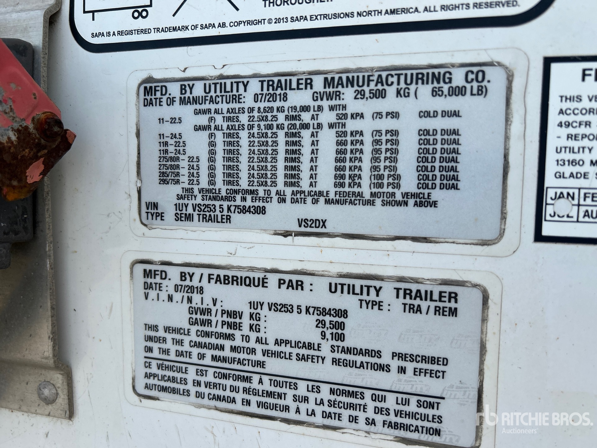 General Appearance with Serial Number / VIN