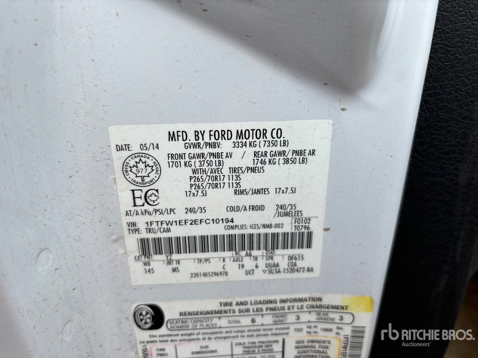 General Appearance with Serial Number / VIN
