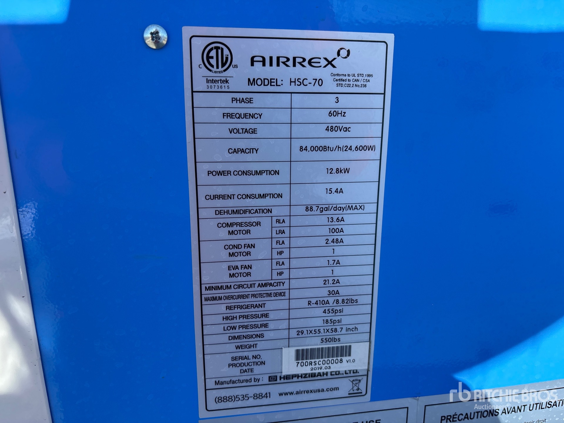 General Appearance with Serial Number / VIN