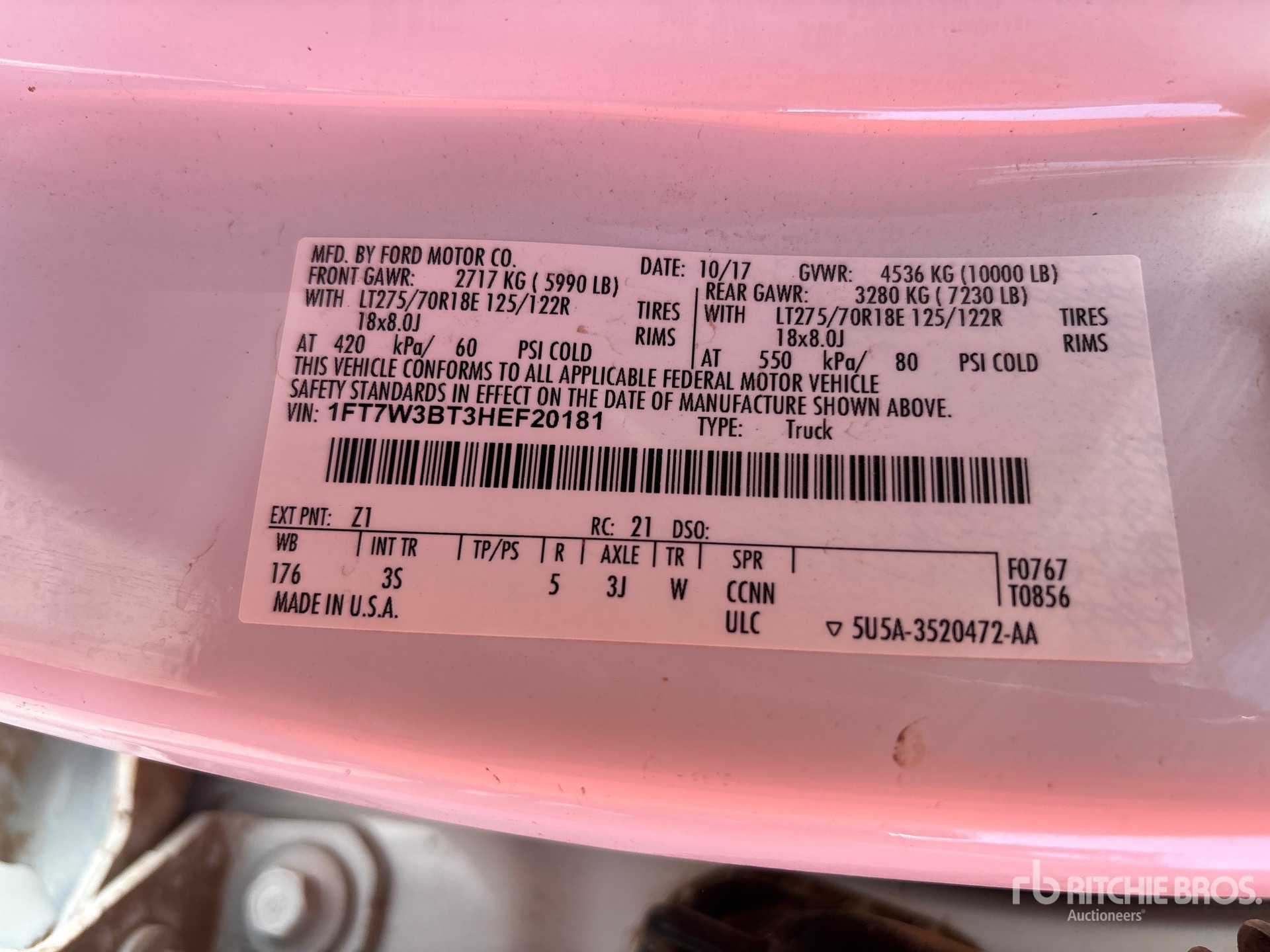 General Appearance with Serial Number / VIN