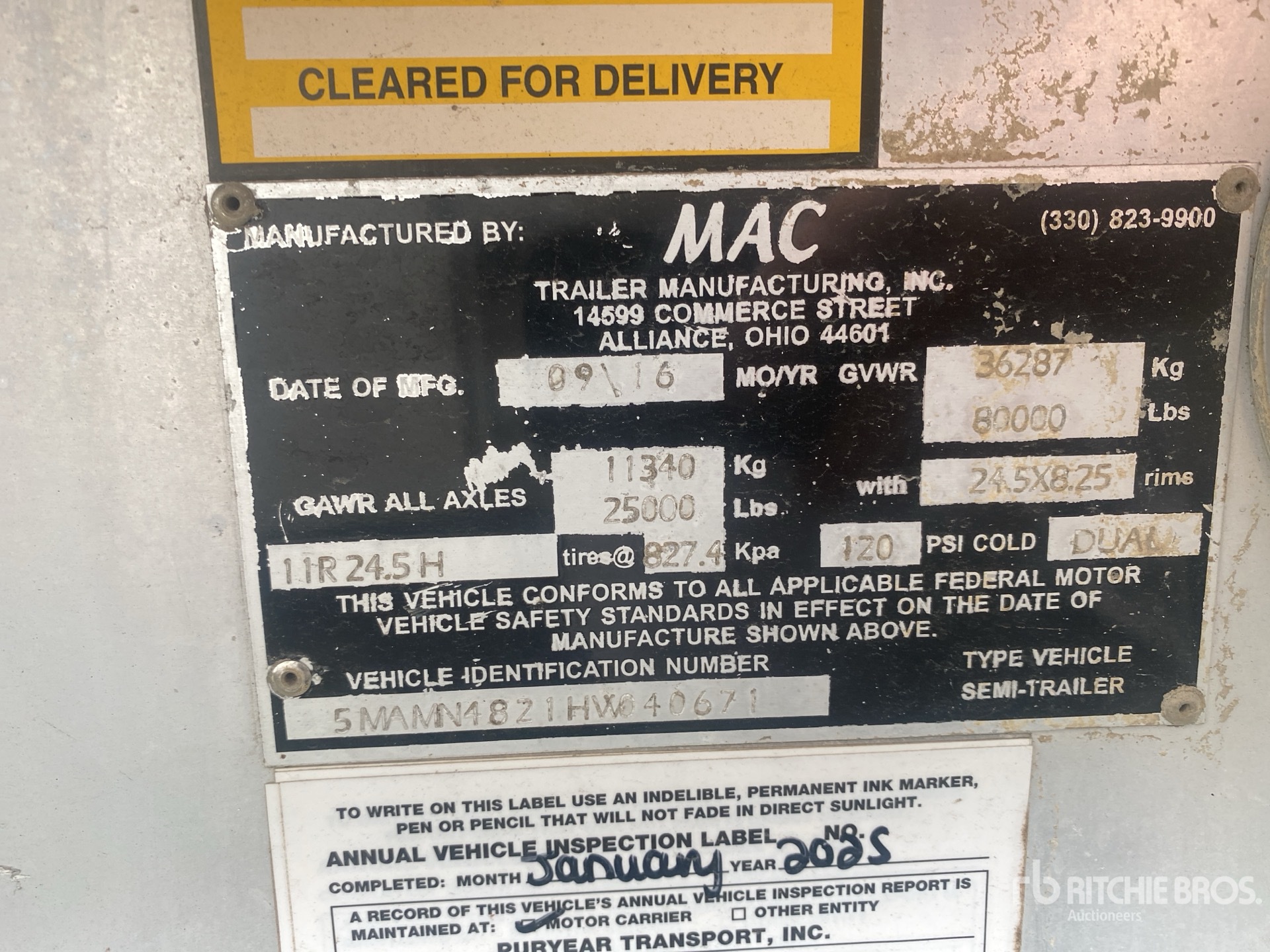 General Appearance with Serial Number / VIN