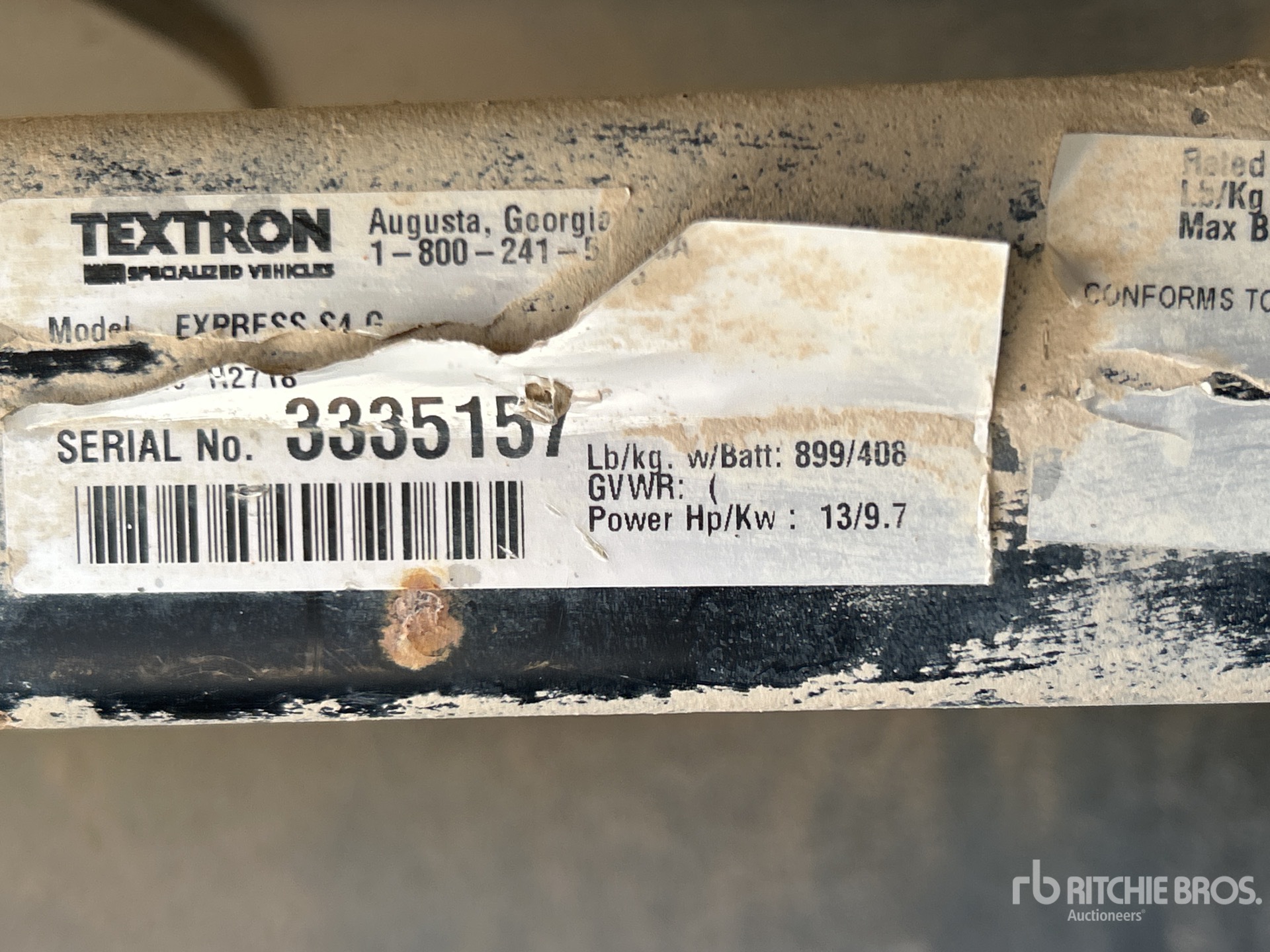 General Appearance with Serial Number / VIN