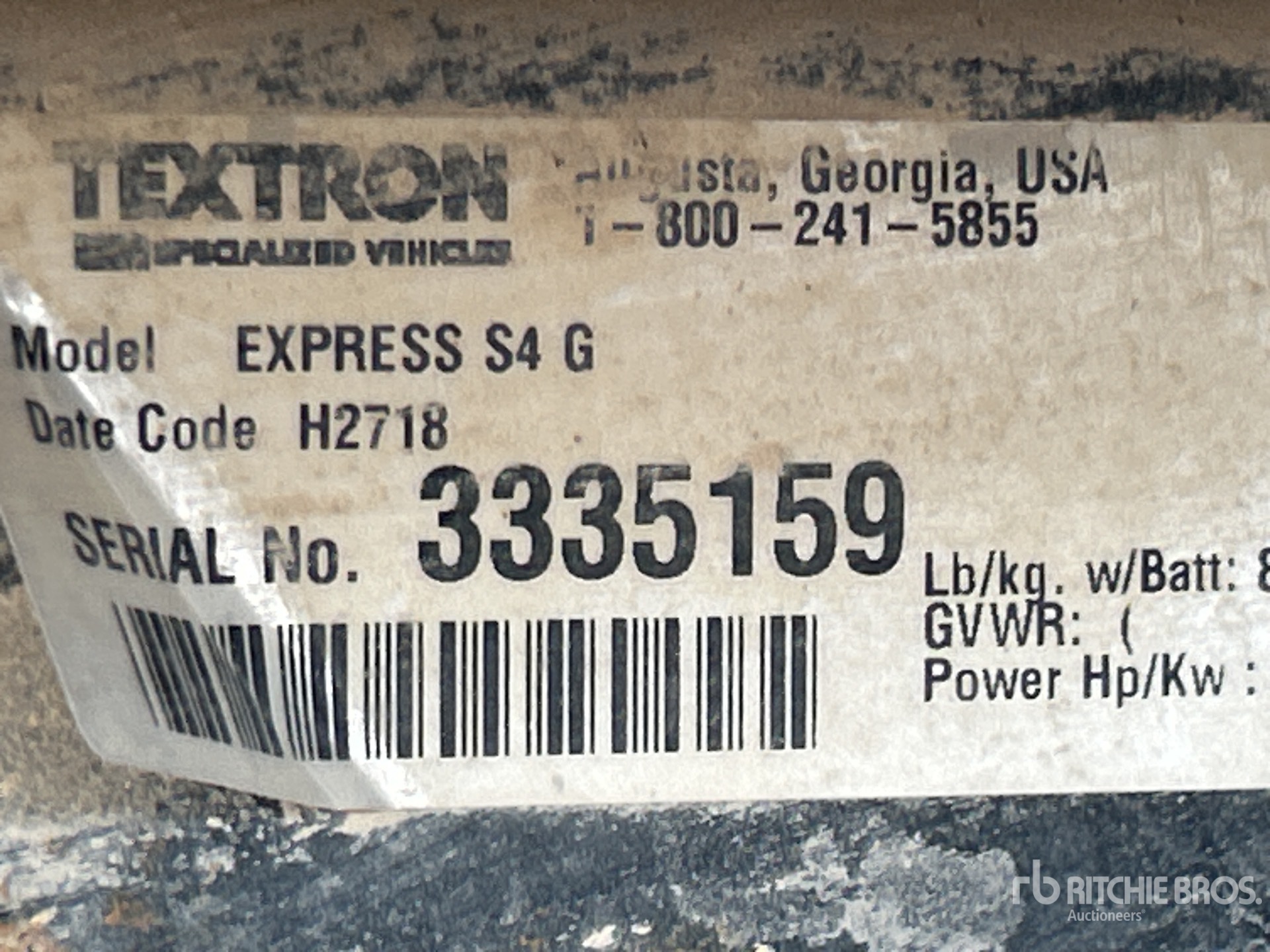 General Appearance with Serial Number / VIN