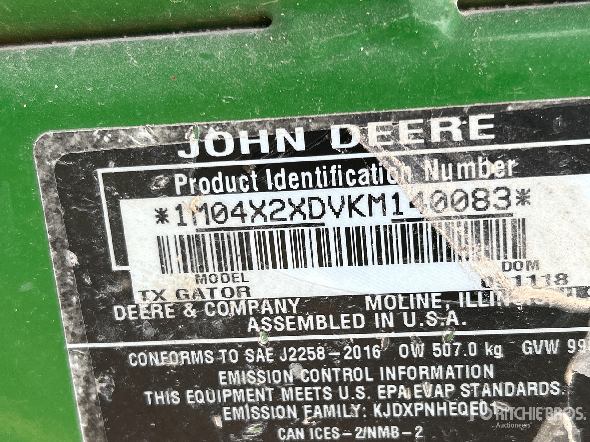 General Appearance with Serial Number / VIN