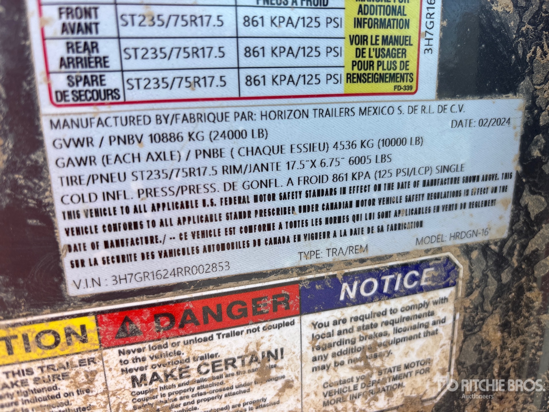 General Appearance with Serial Number / VIN