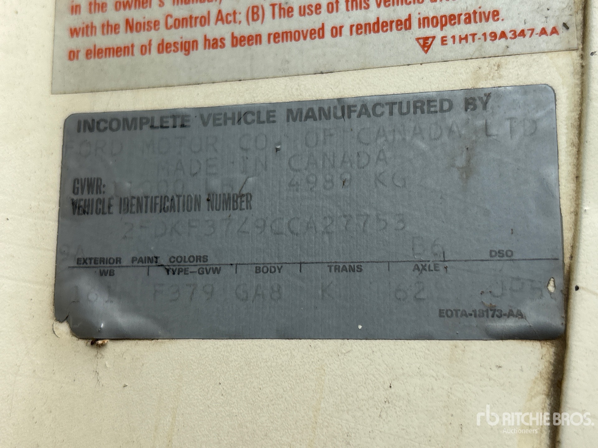General Appearance with Serial Number / VIN