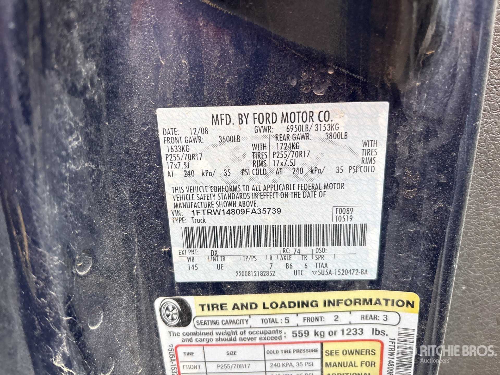 General Appearance with Serial Number / VIN