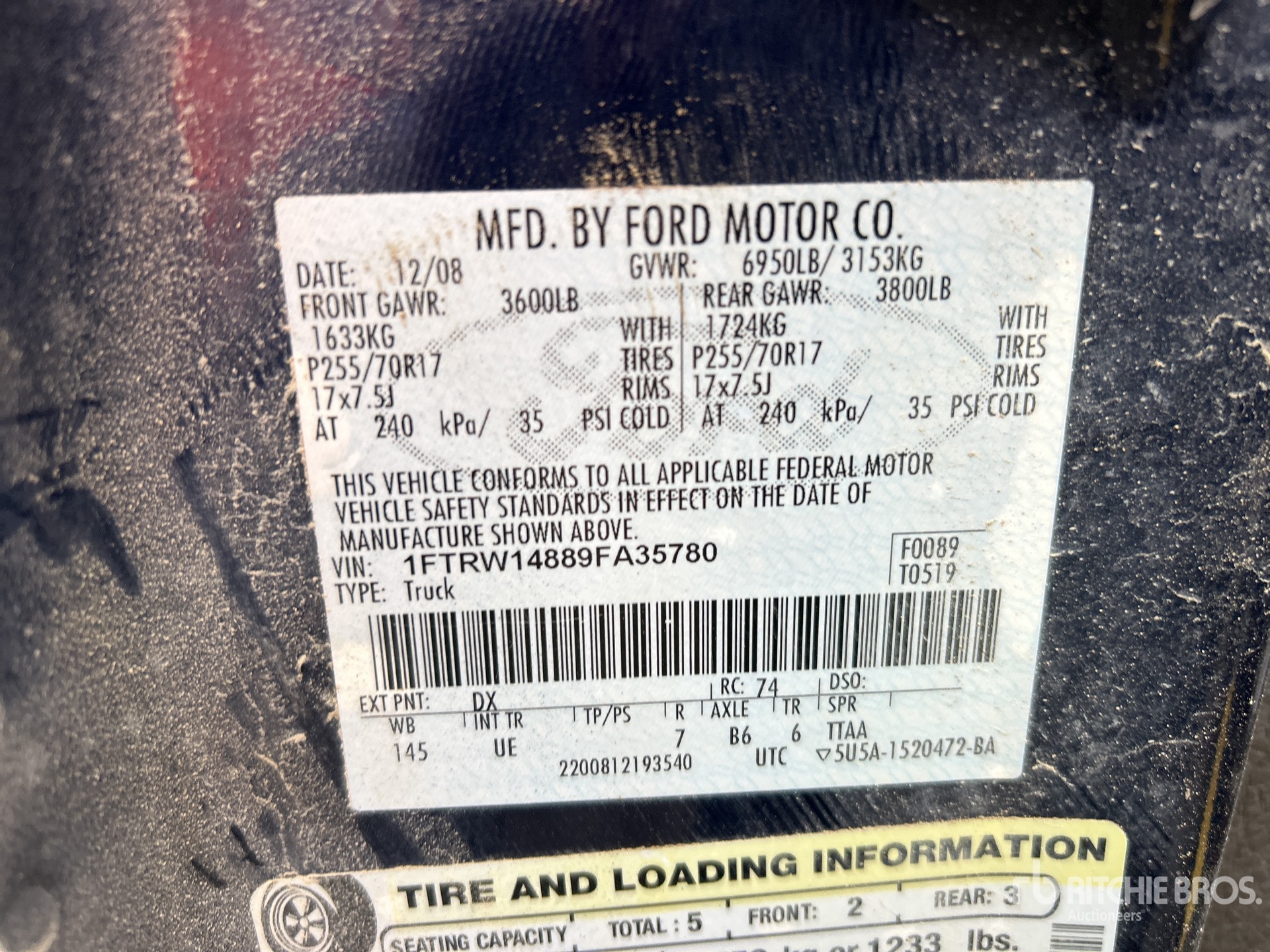 General Appearance with Serial Number / VIN