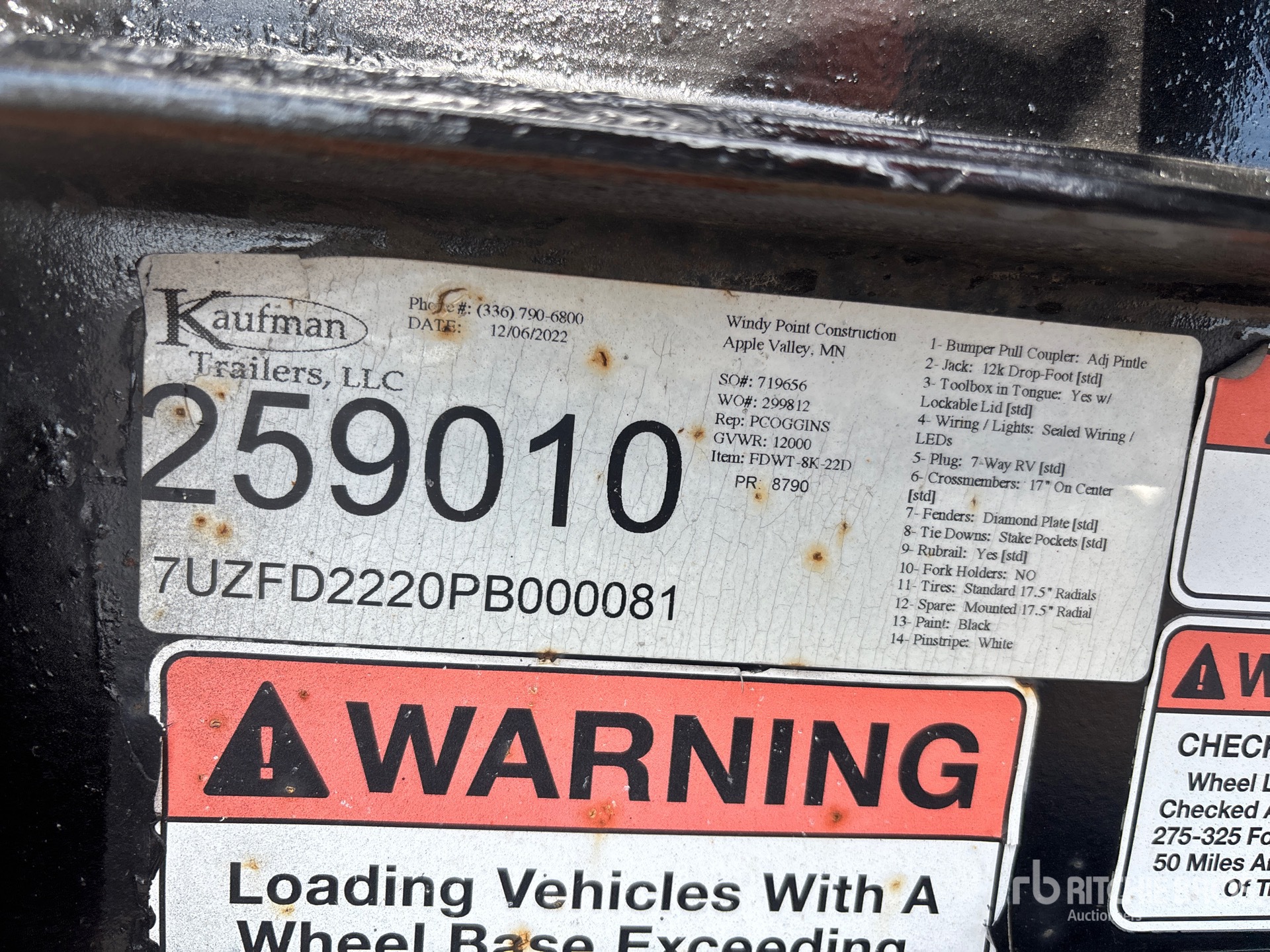 General Appearance with Serial Number / VIN