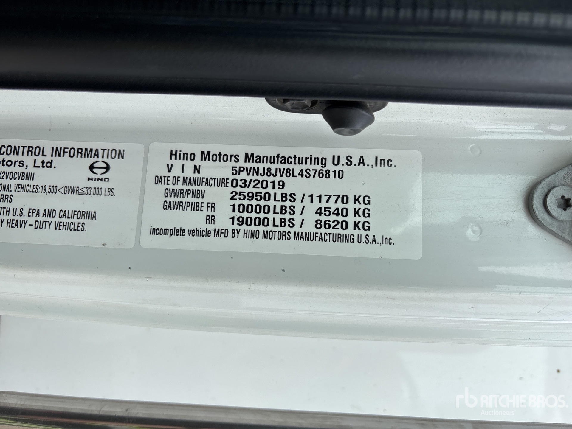 General Appearance with Serial Number / VIN