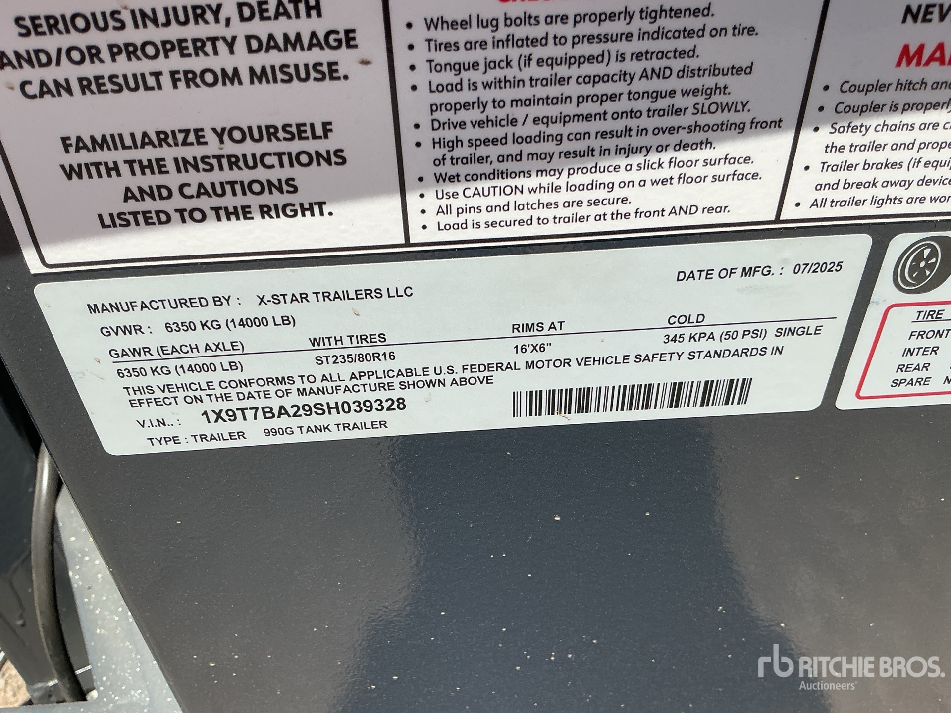 General Appearance with Serial Number / VIN