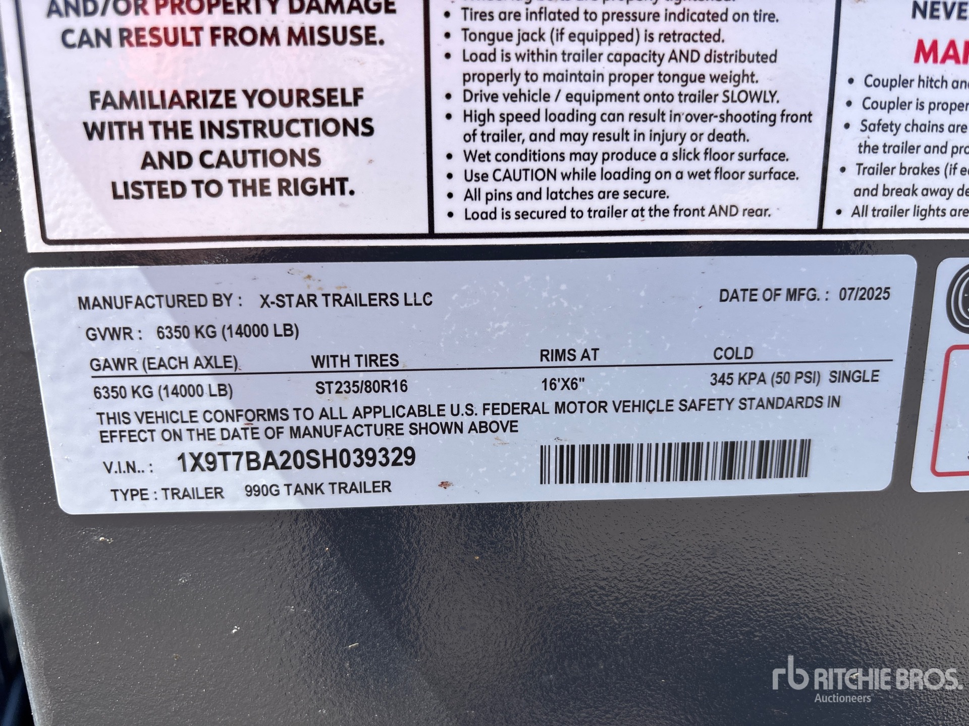 General Appearance with Serial Number / VIN