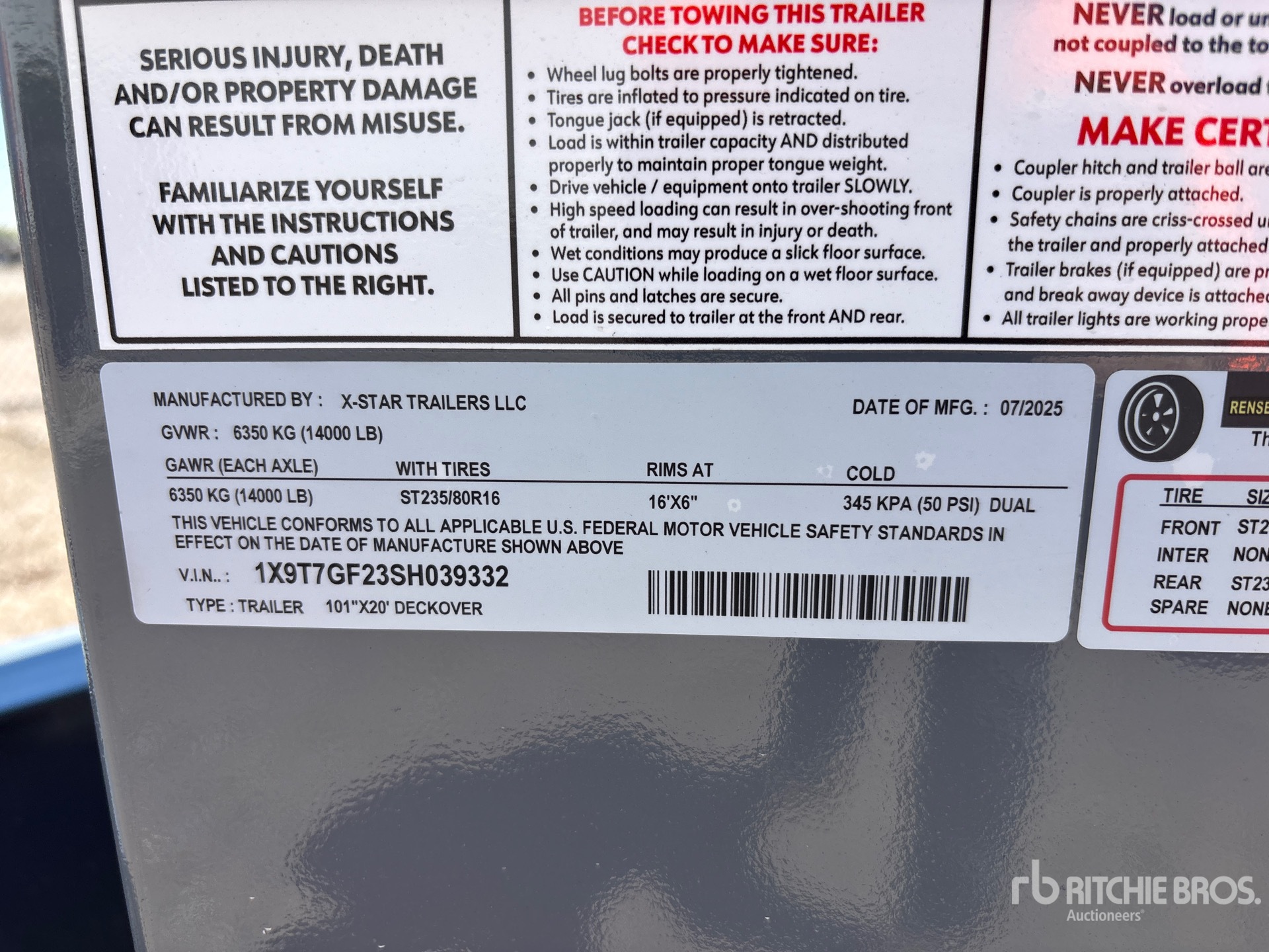 General Appearance with Serial Number / VIN