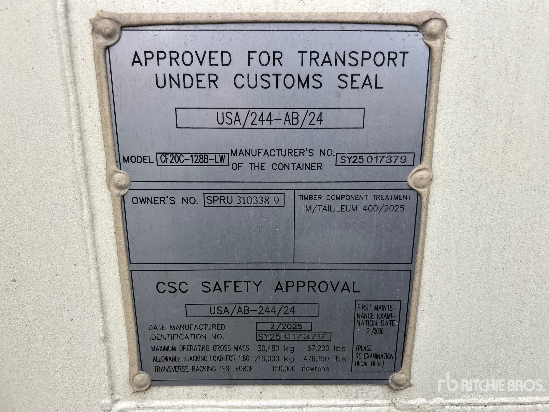 General Appearance with Serial Number / VIN