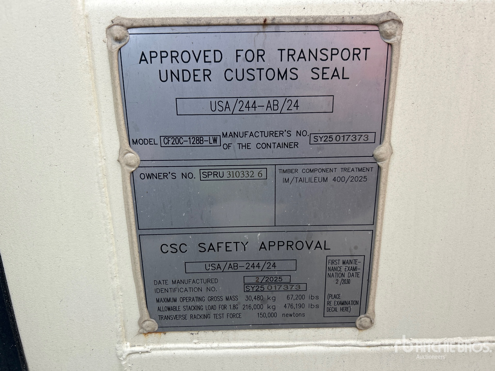 General Appearance with Serial Number / VIN
