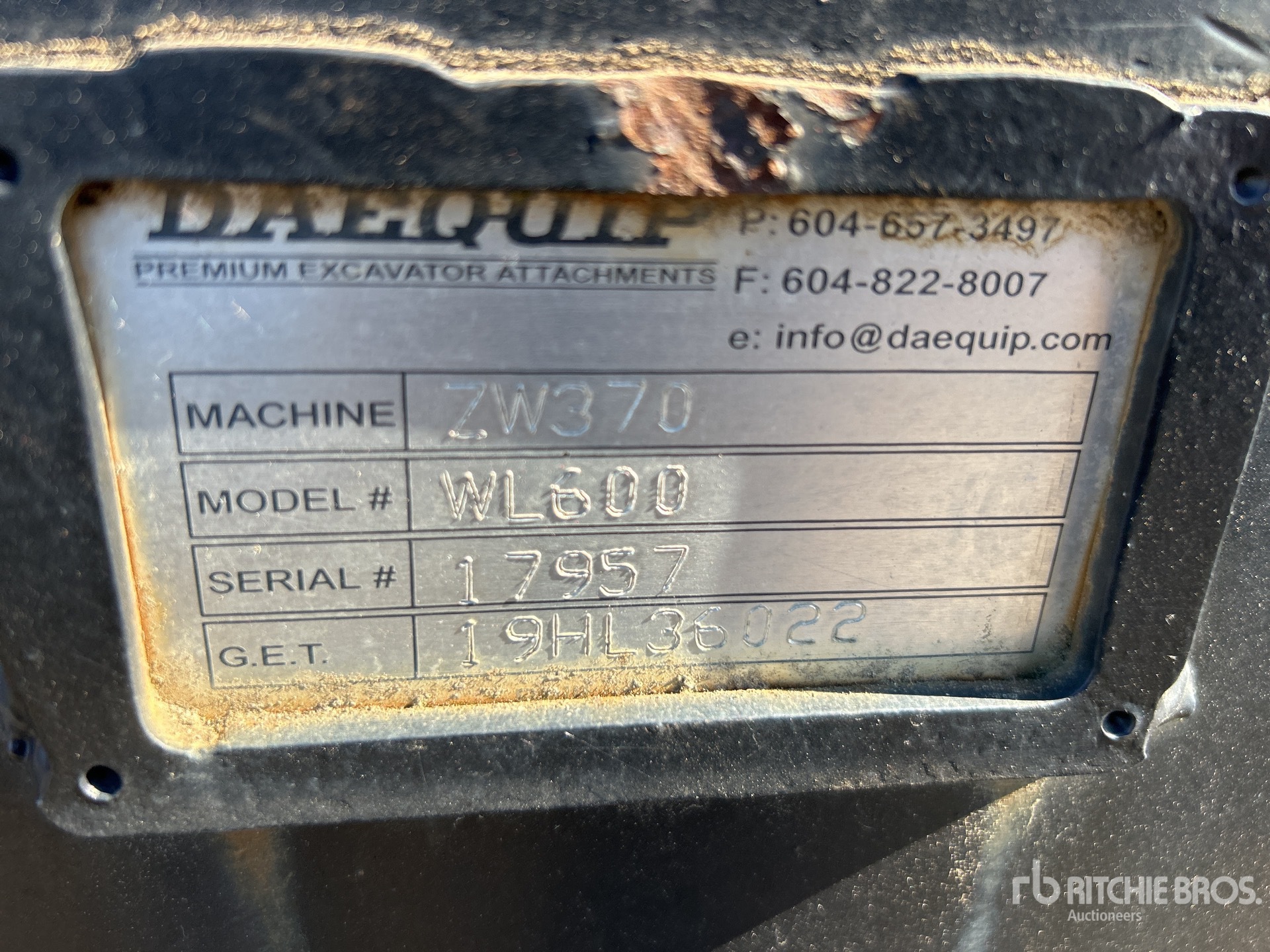 General Appearance with Serial Number / VIN