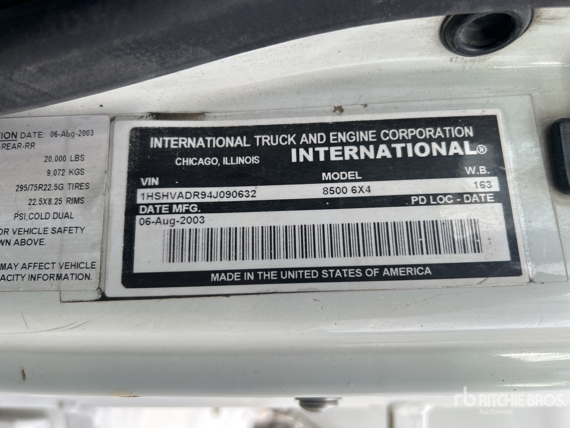 General Appearance with Serial Number / VIN