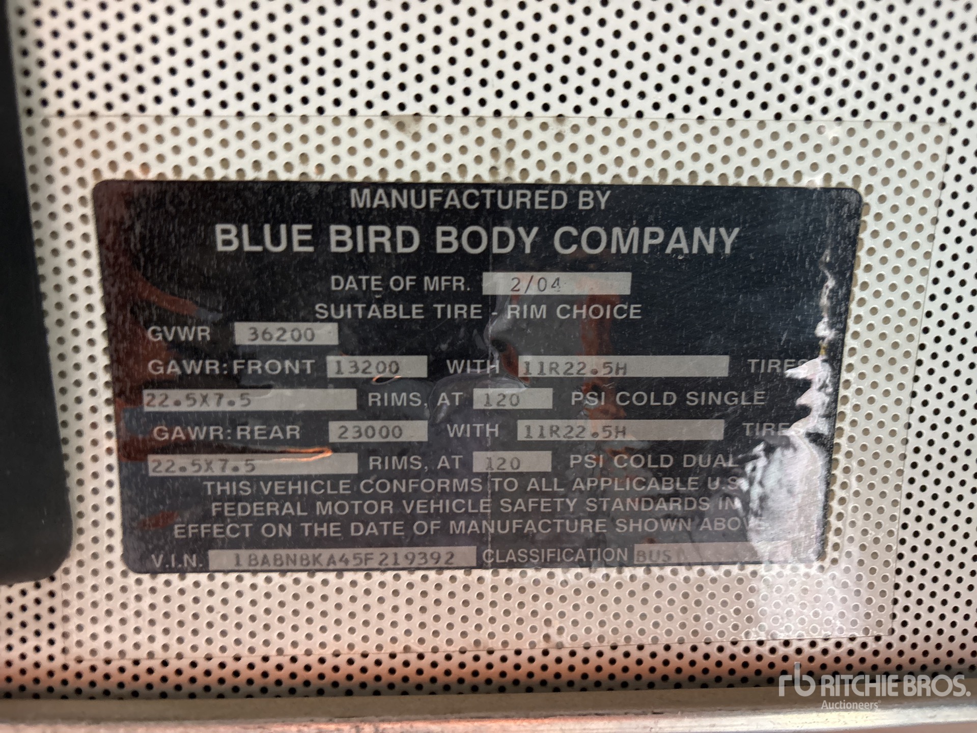 General Appearance with Serial Number / VIN