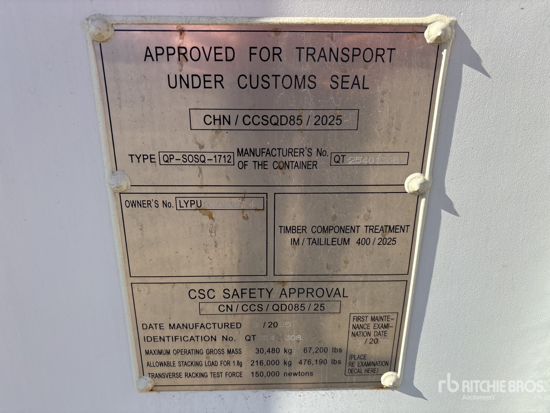 General Appearance with Serial Number / VIN
