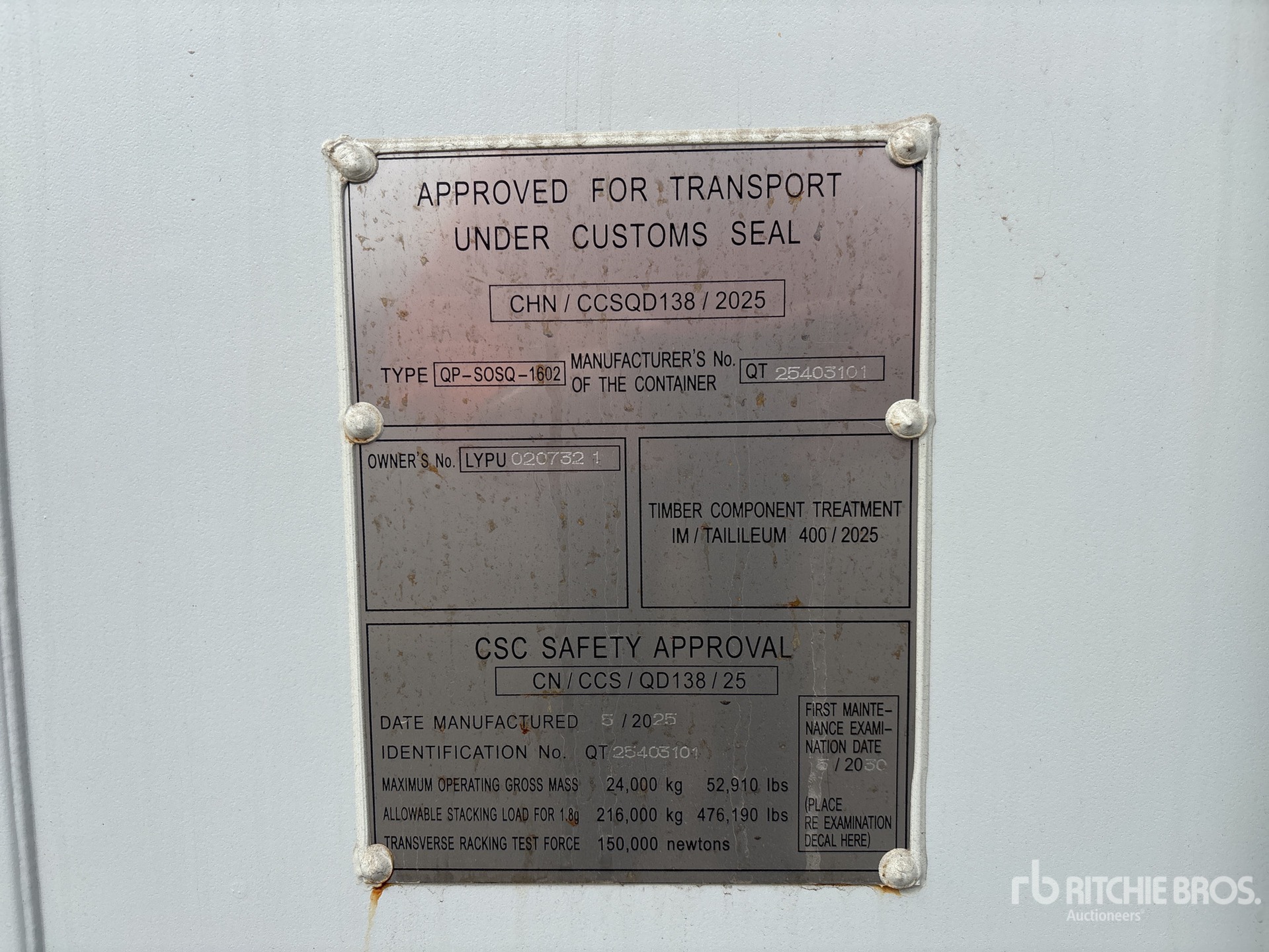 General Appearance with Serial Number / VIN