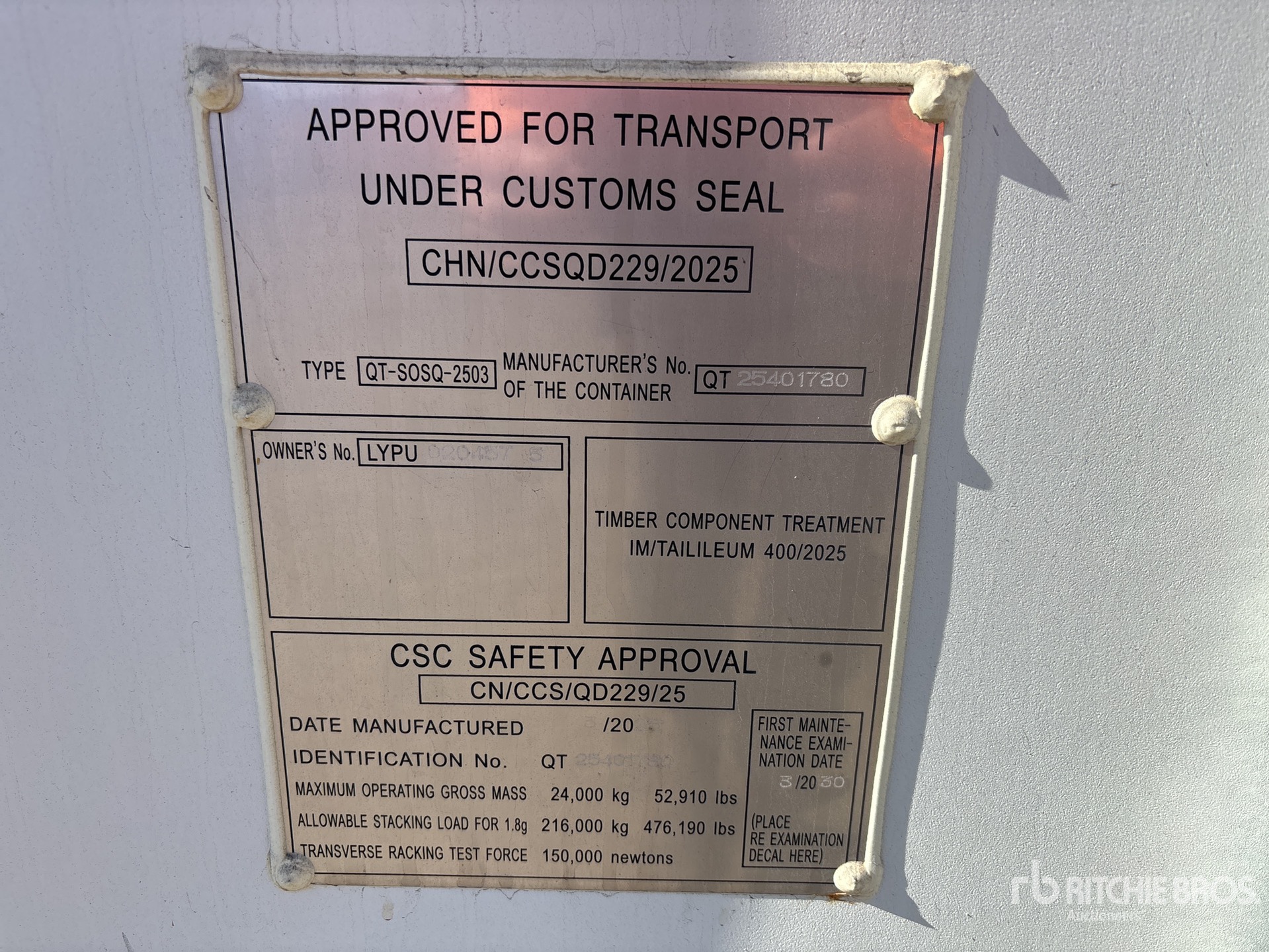 General Appearance with Serial Number / VIN