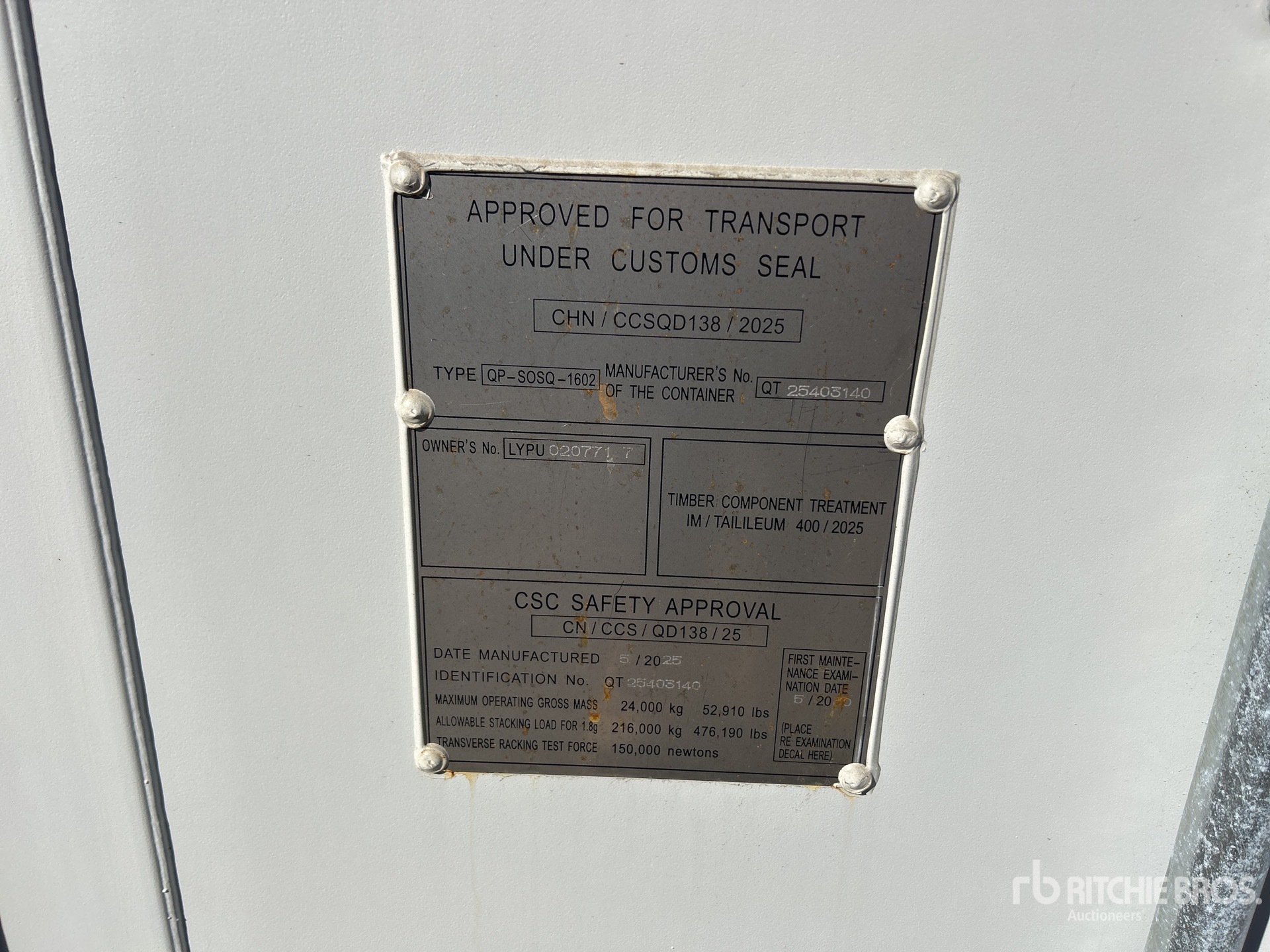 General Appearance with Serial Number / VIN