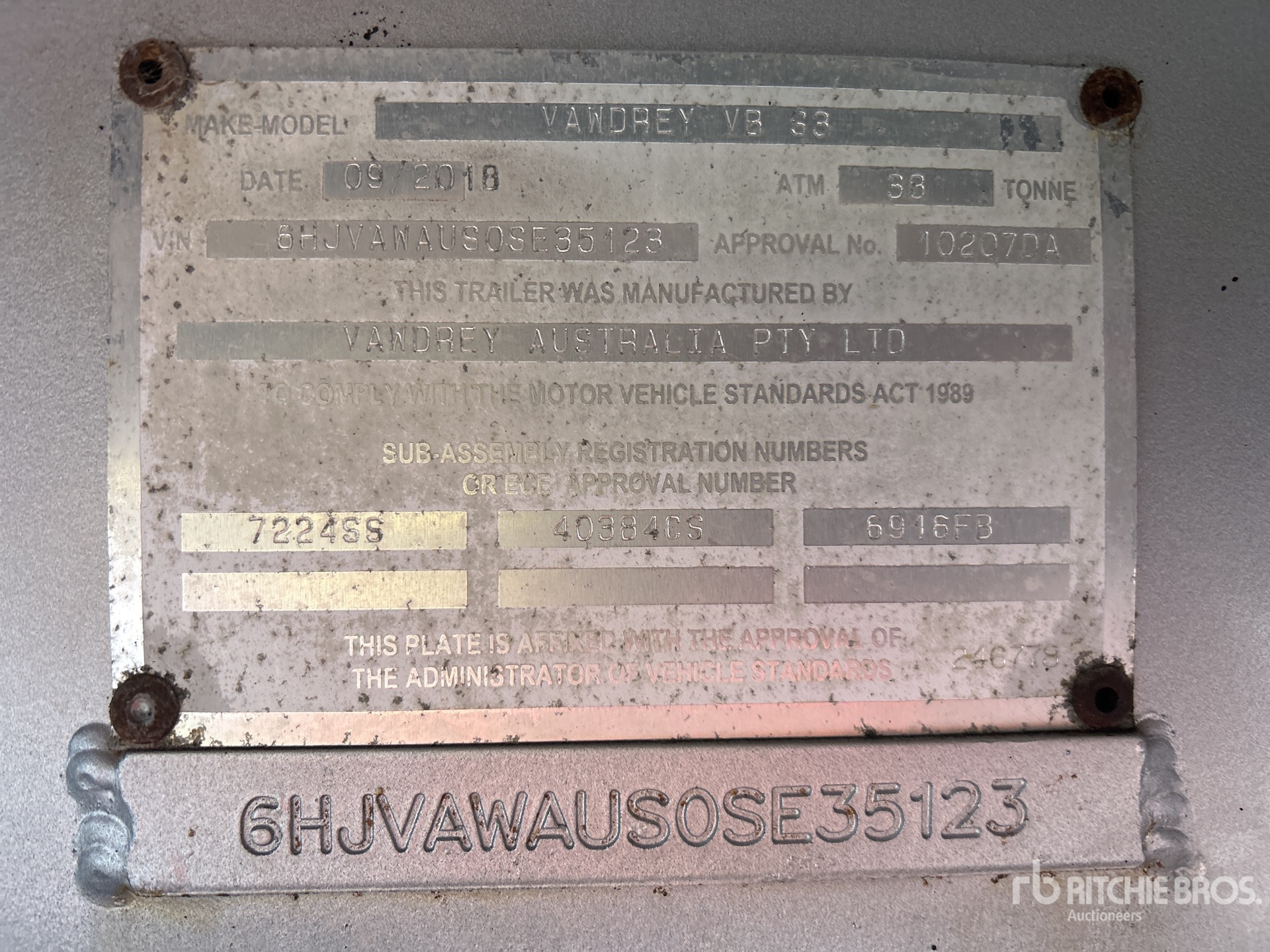 General Appearance with Serial Number / VIN