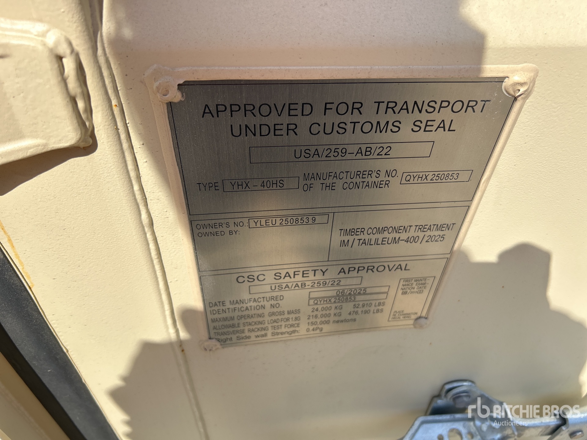 General Appearance with Serial Number / VIN